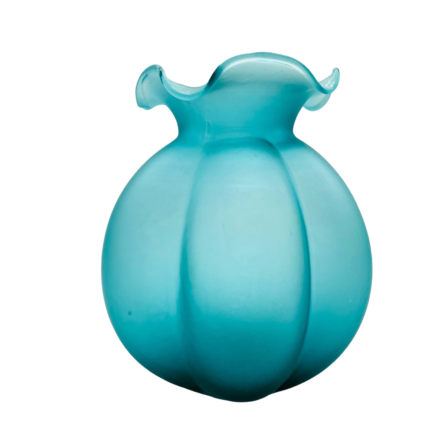 Vase satiniert türkis blau Vintage Design 70er Jahre Blumenvase Glas
