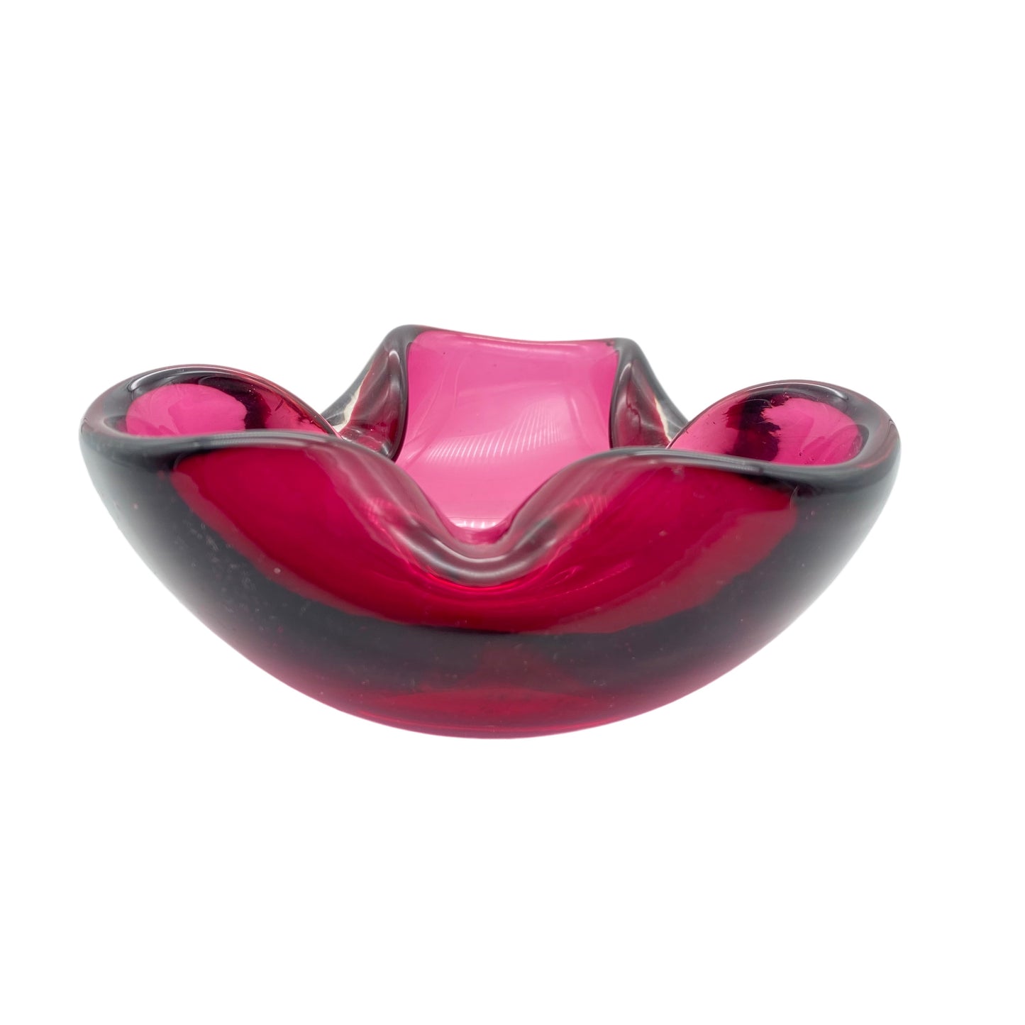 Vintage Aschenbecher aus Glas rosa 60er 70er Jahre Italien