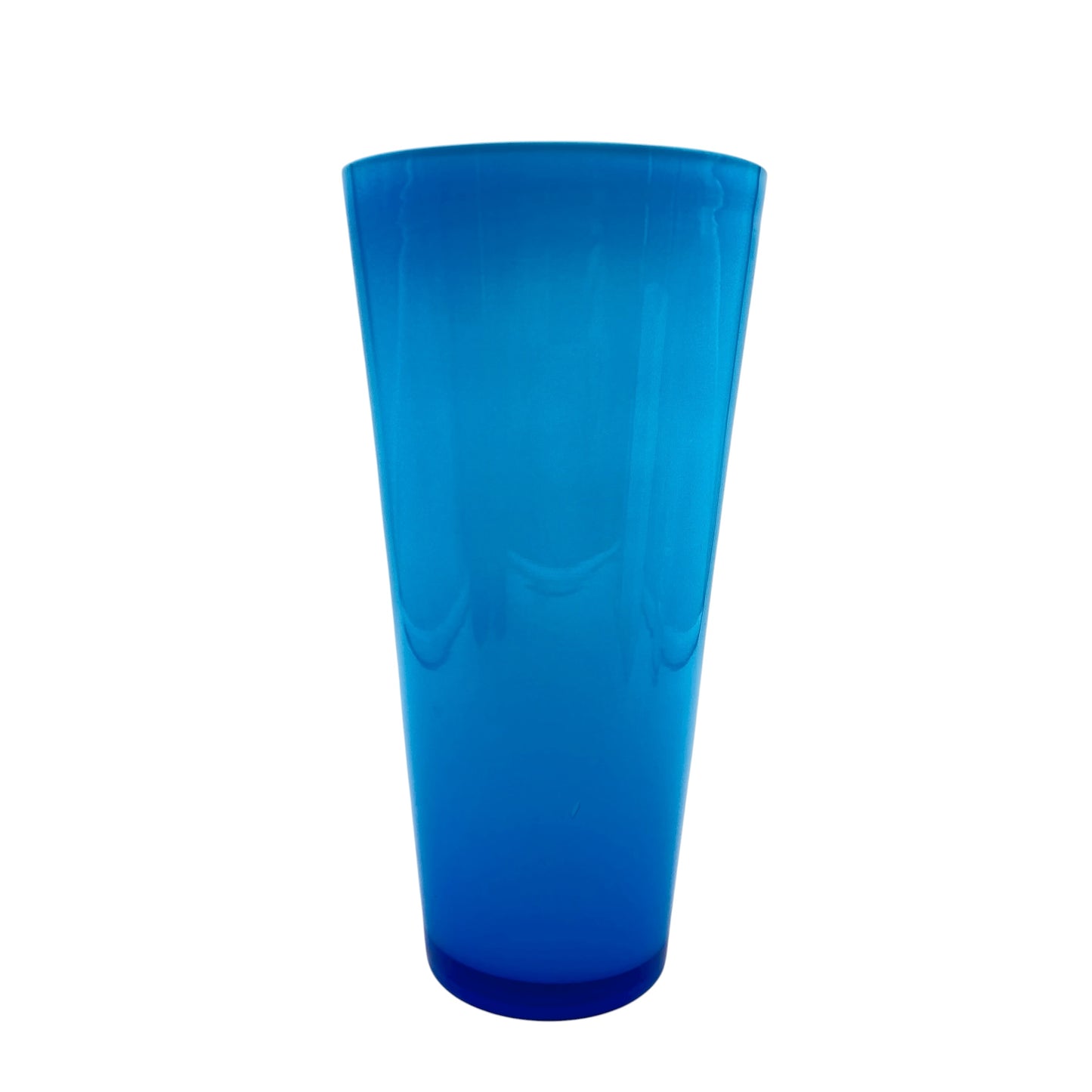 Vintage Bechervase türkis weiß Überfang H 25 cm Dekoration 60er 70er Jahre Deko Glas