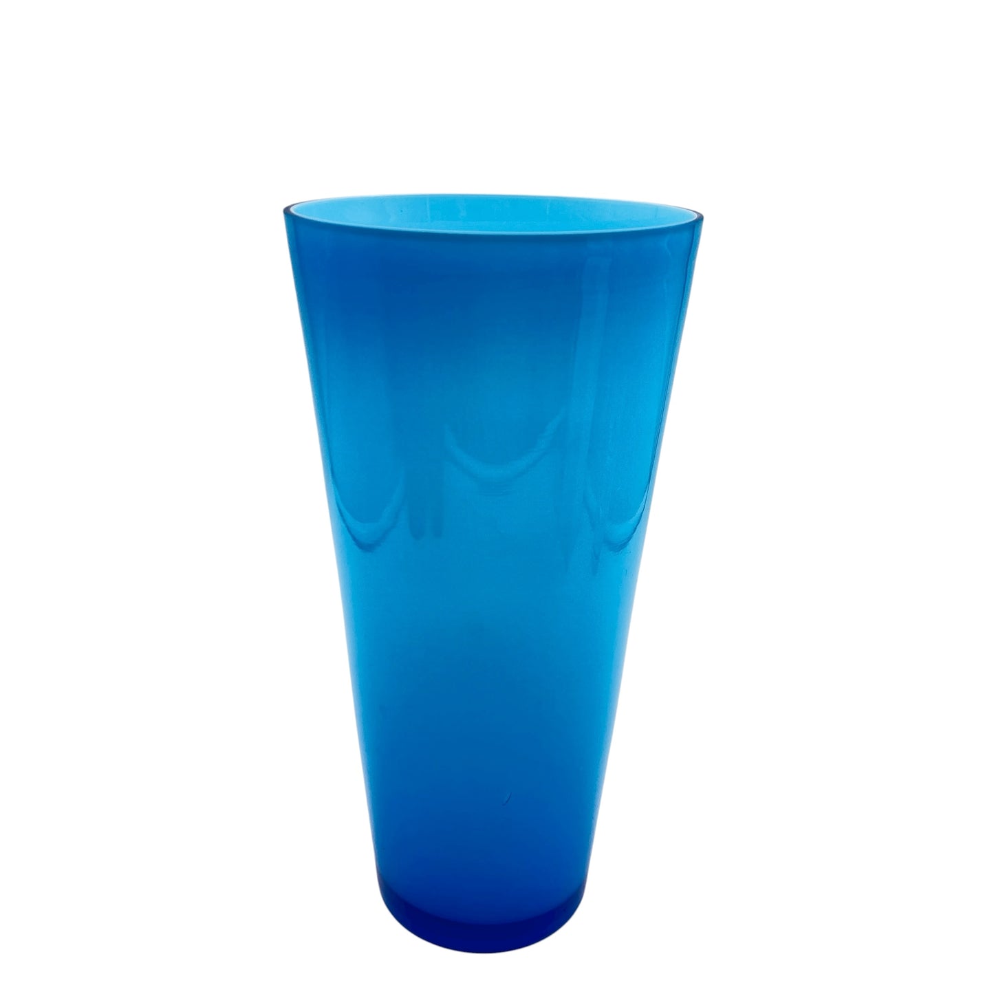 Vintage Bechervase türkis weiß Überfang H 25 cm Dekoration 60er 70er Jahre Deko Glas