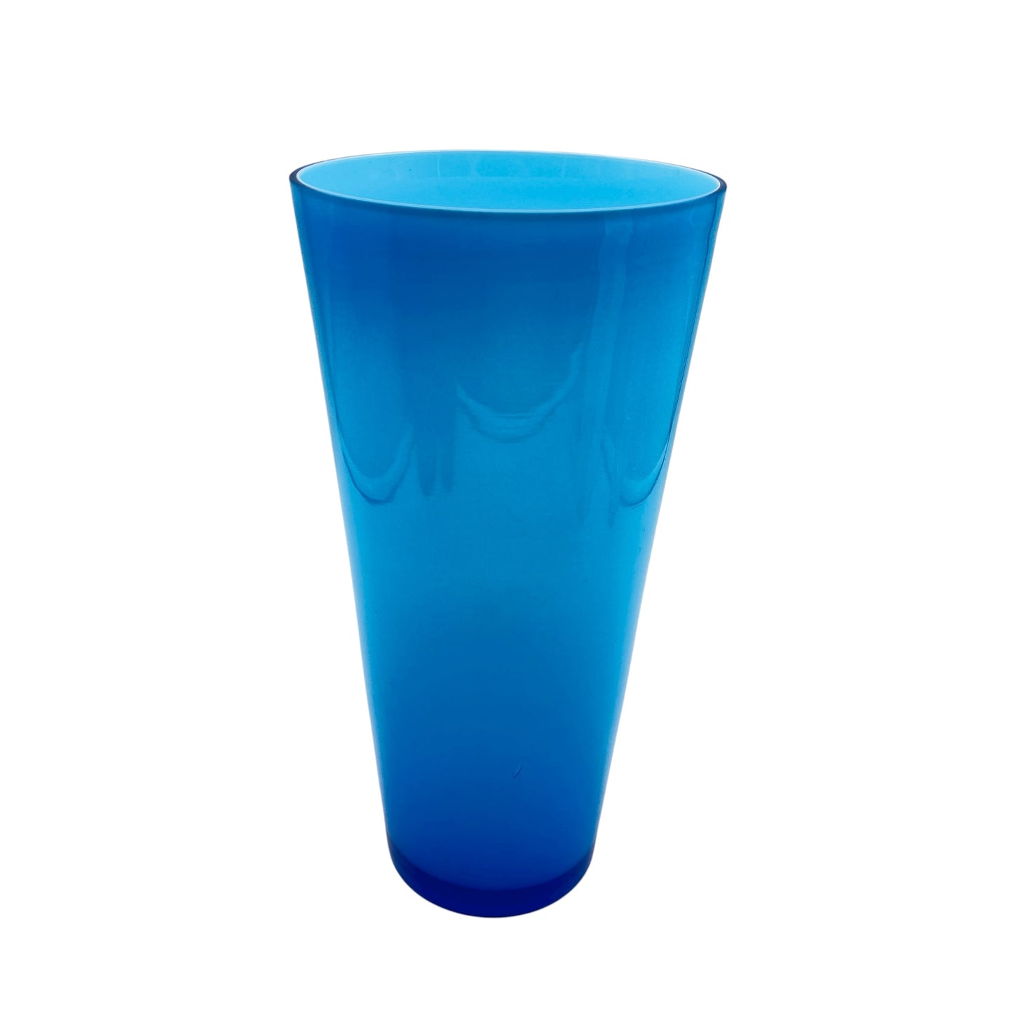 Vintage Bechervase türkis weiß Überfang H 25 cm Dekoration 60er 70er Jahre Deko Glas