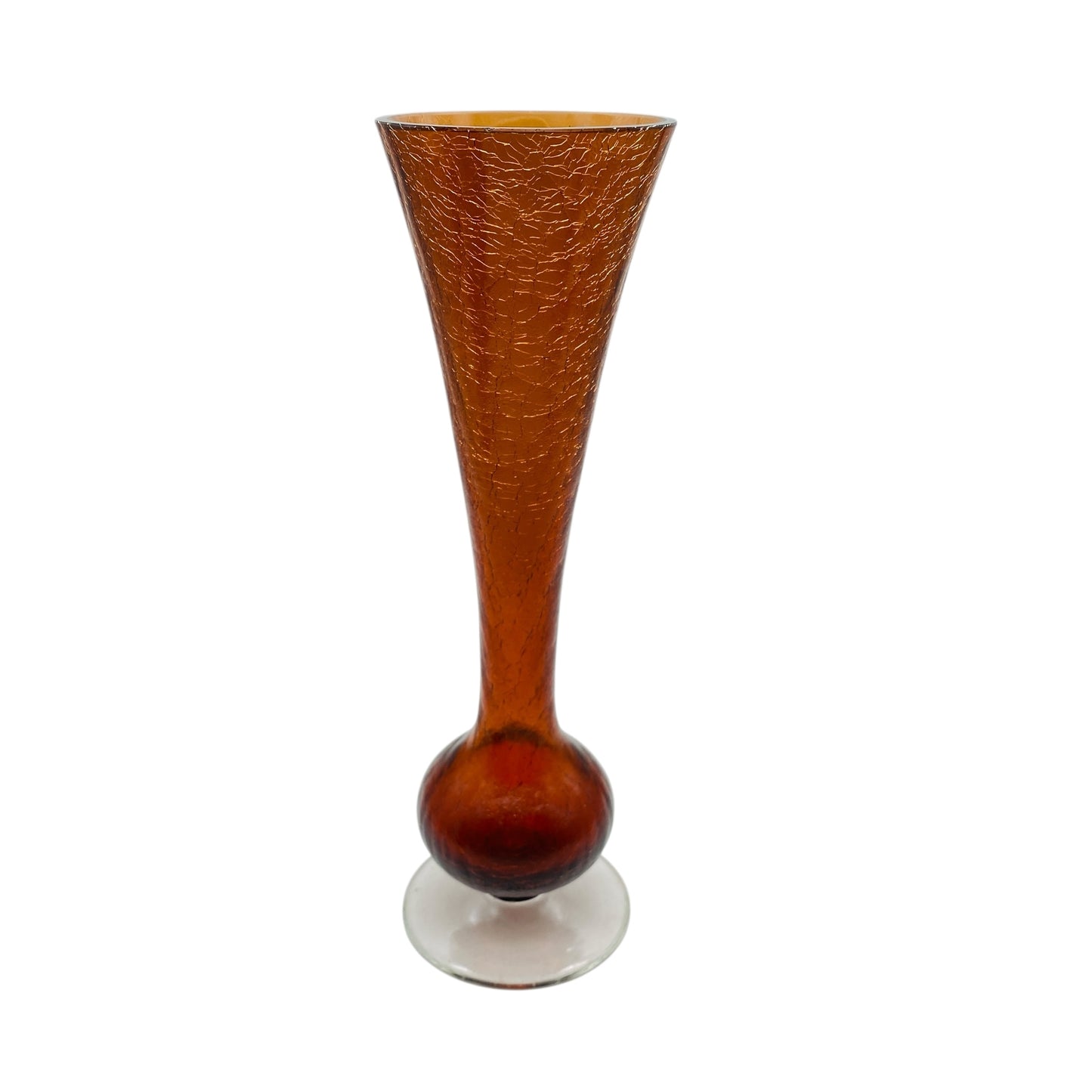 Vintage Blumenvase braun im Craquele Glas Design der 70er Jahre Vase