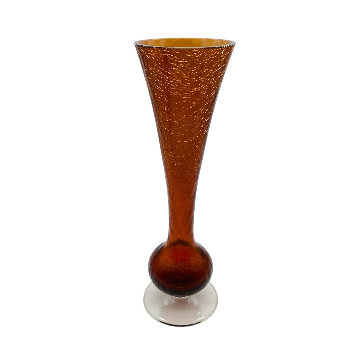 Vintage Blumenvase braun im Craquele Glas Design der 70er Jahre Vase