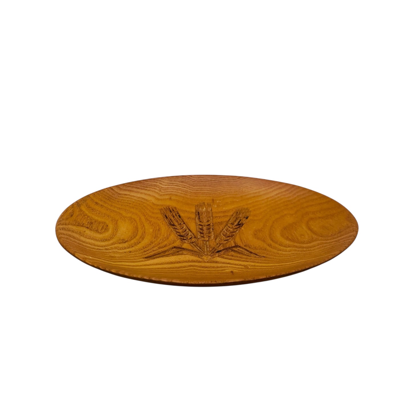 Vintage Brotteller 19 cm mit Ähren geschnitz & gedrechselt Schale 60er 70er Jahre Holz