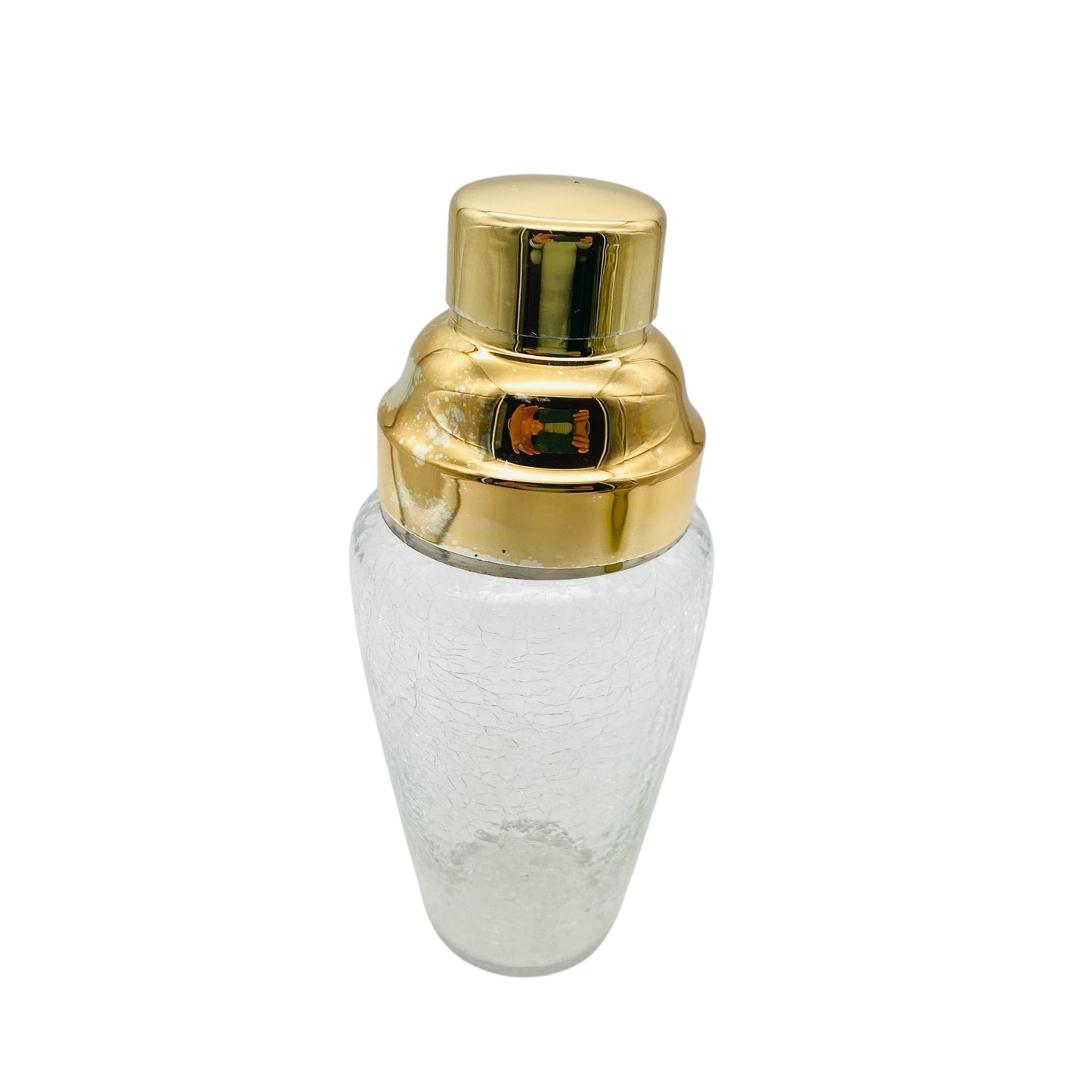 Vintage Cocktailshaker transparent gold silber Craquelé Glas 60er 70er Jahre Hausbar Shaker