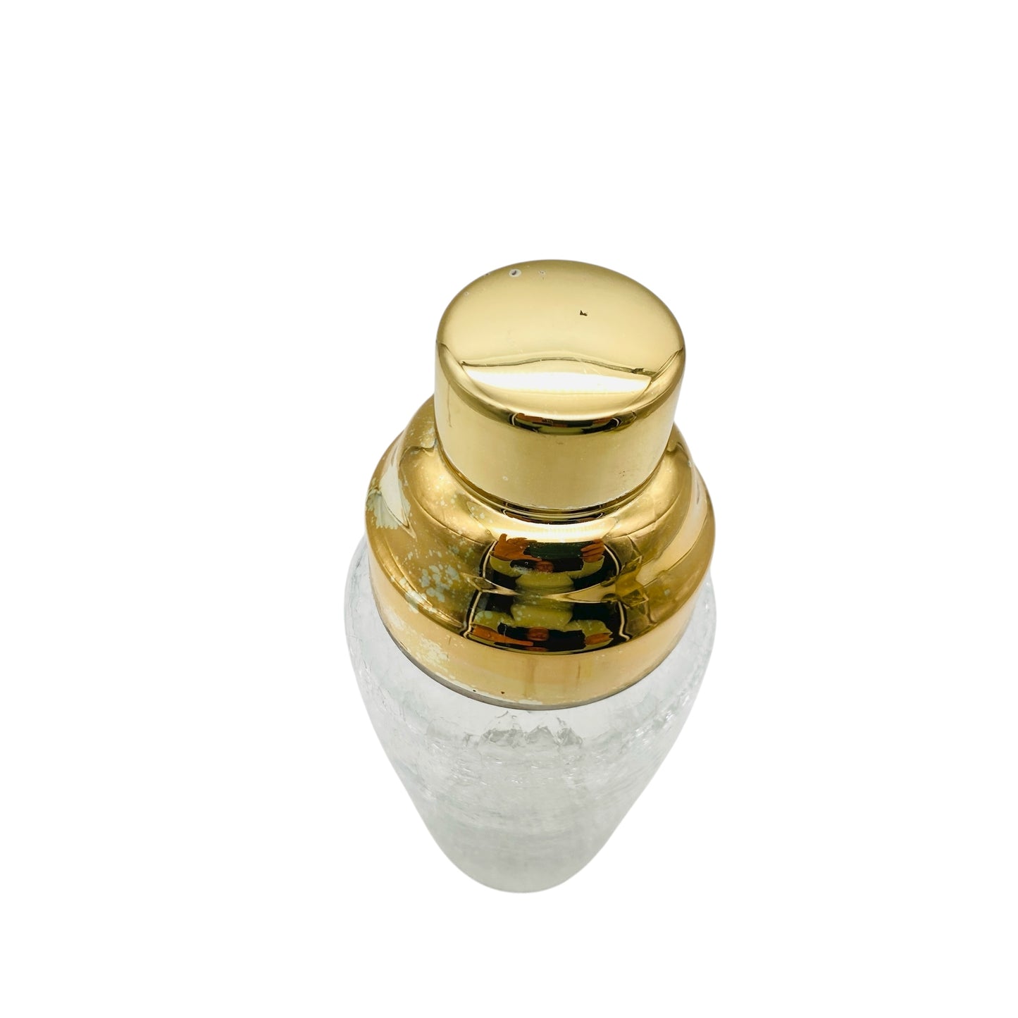 Vintage Cocktailshaker transparent gold silber Craquelé Glas 60er 70er Jahre Hausbar Shaker