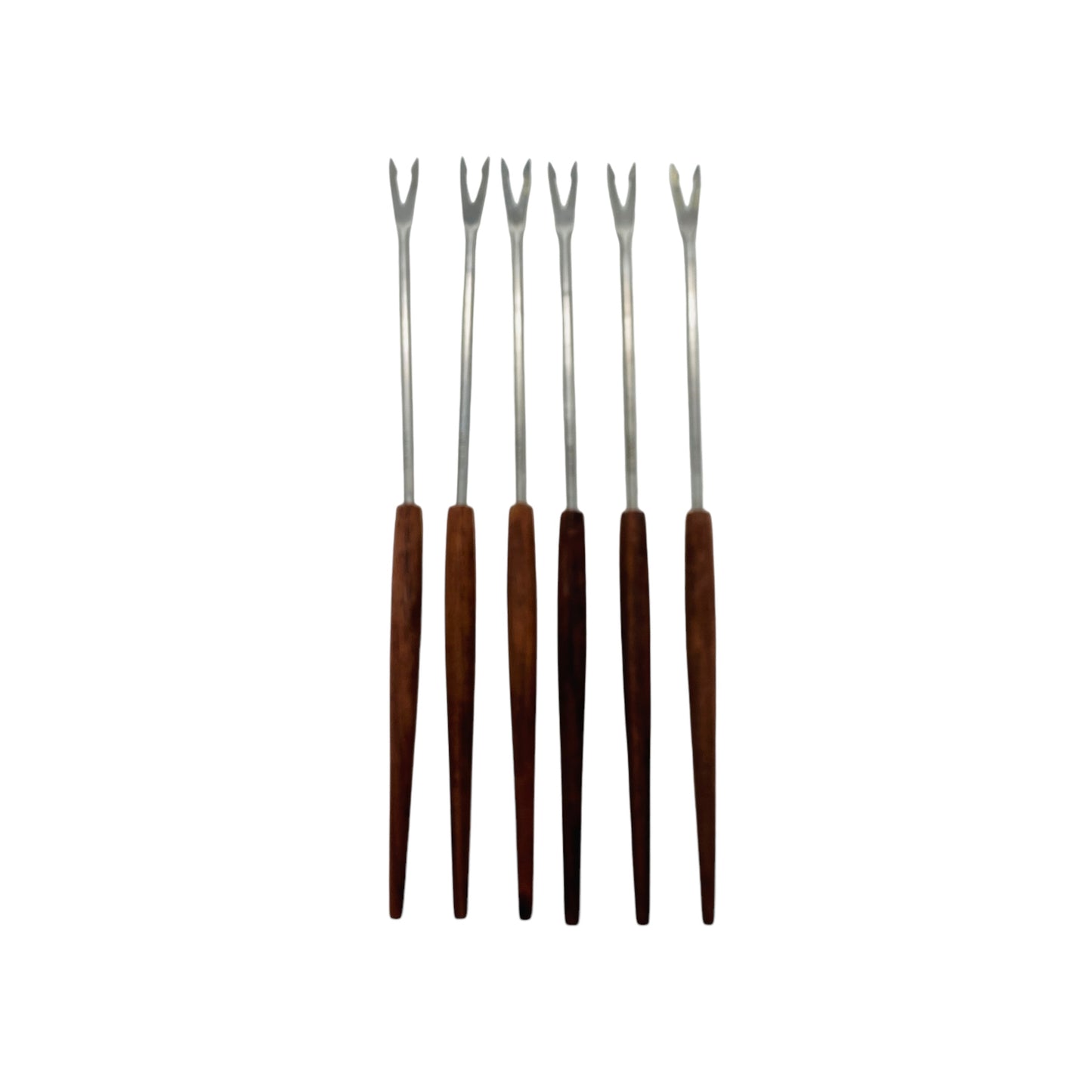 Vintage Fonduegabeln Holz Edelstahl 6er Set Gabeln Käsefondue