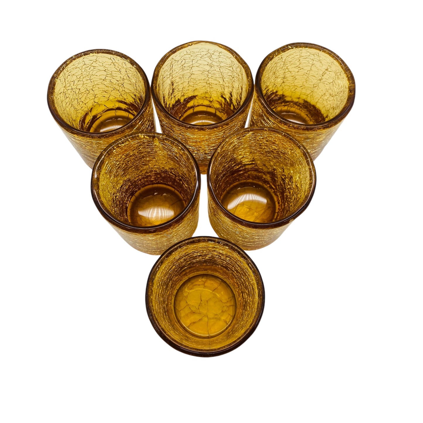 Vintage Gläser Trinkgläser 6er Set Bernstein gelb braun Craquele Glas 60er 70er