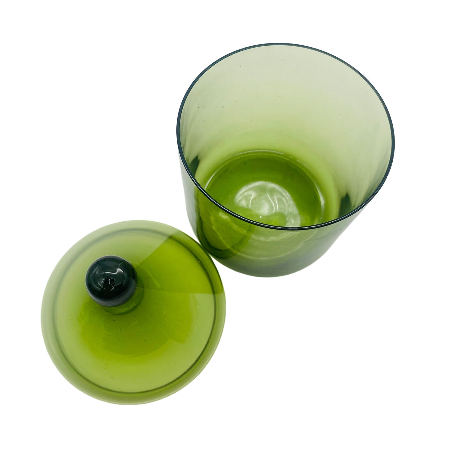 Vintage Glasdose grün Deckeldose Dose 1970er Jahre