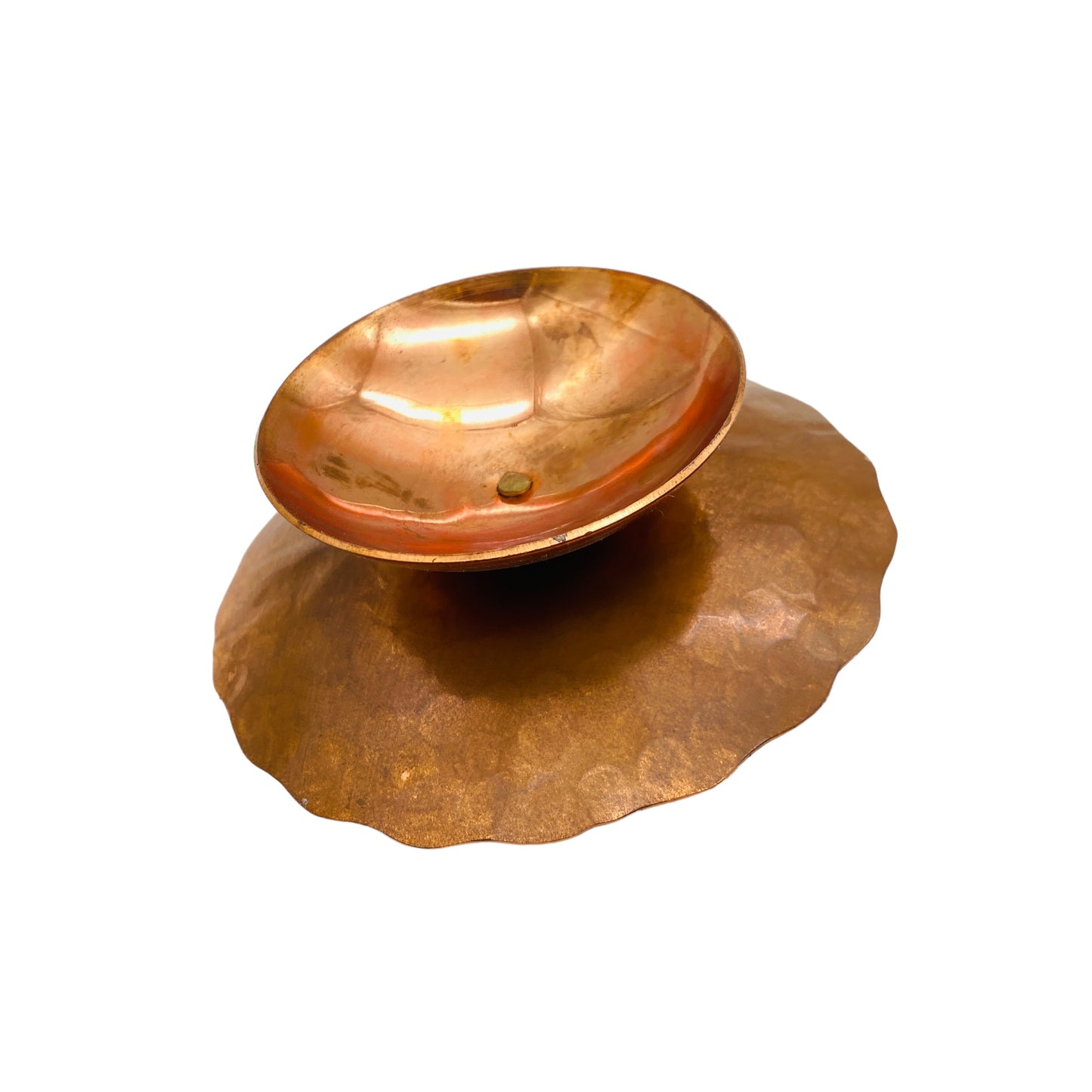 Vintage Kerzenständer für Stumpenkerzen aus Kupfer Hammerschlag 60er 70er Jahre