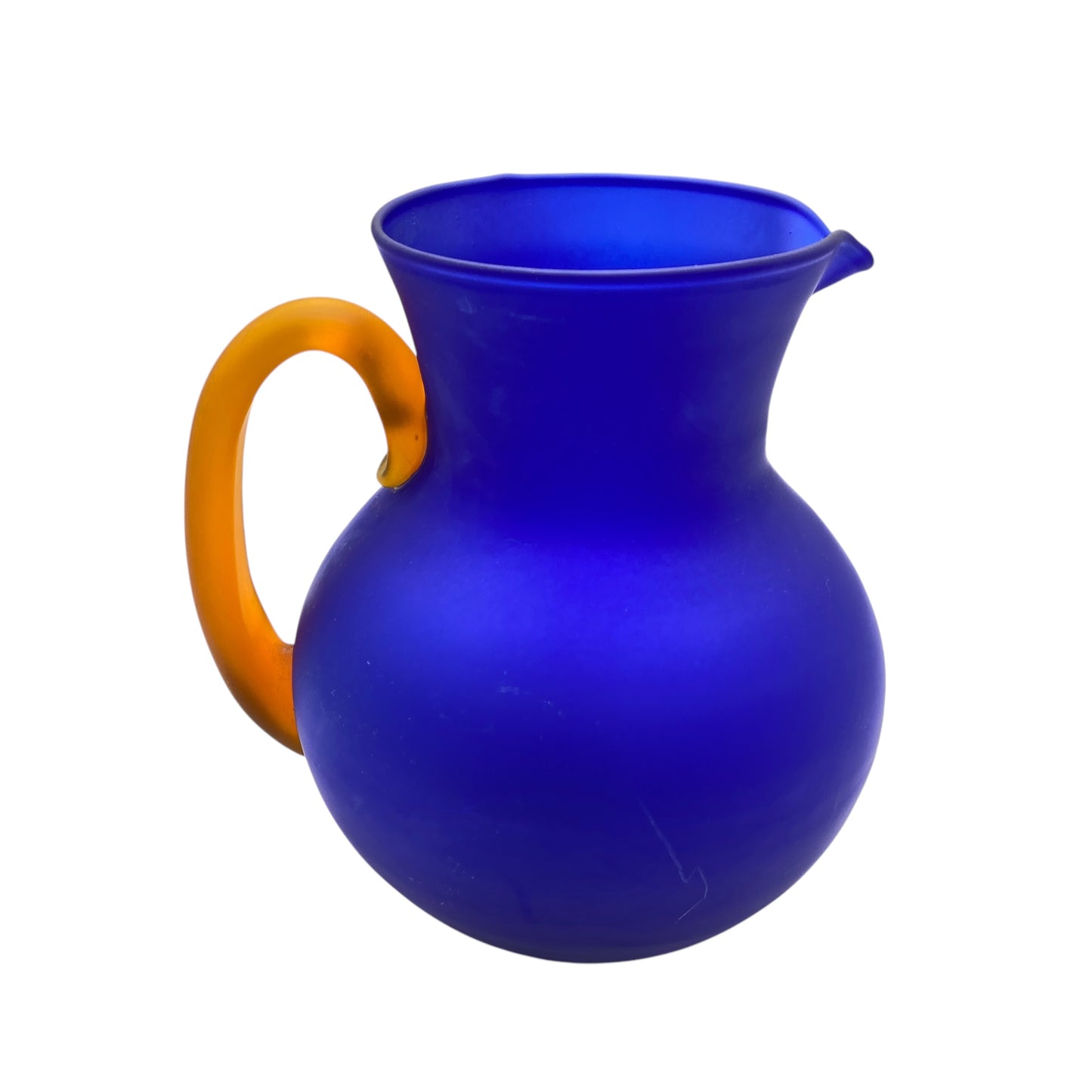Vintage Krug Vase satiniert blau braun Satinato 70er 80er Jahre