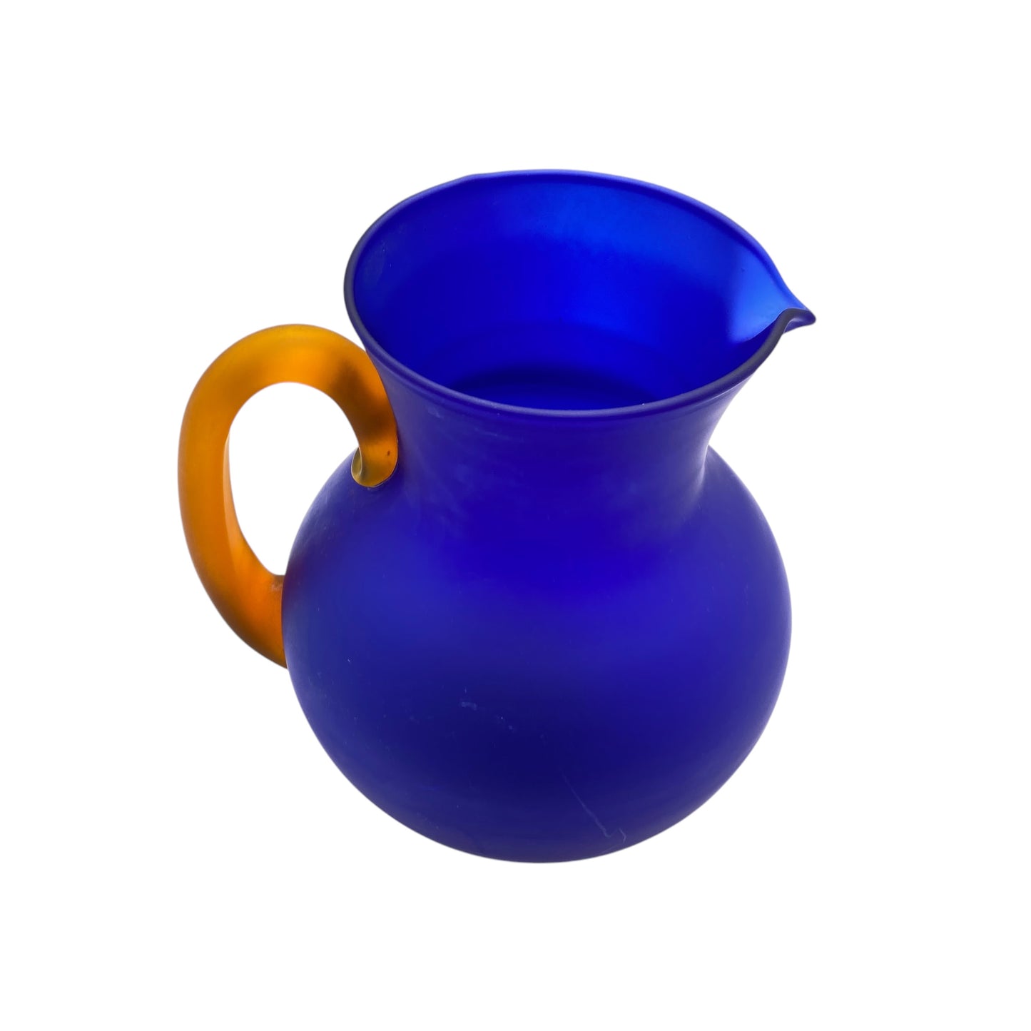 Vintage Krug Vase satiniert blau braun Satinato 70er 80er Jahre