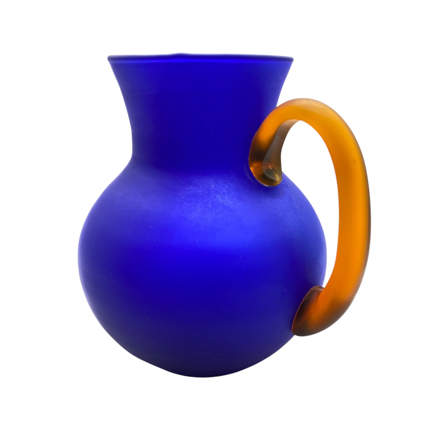 Vintage Krug Vase satiniert blau braun Satinato 70er 80er Jahre