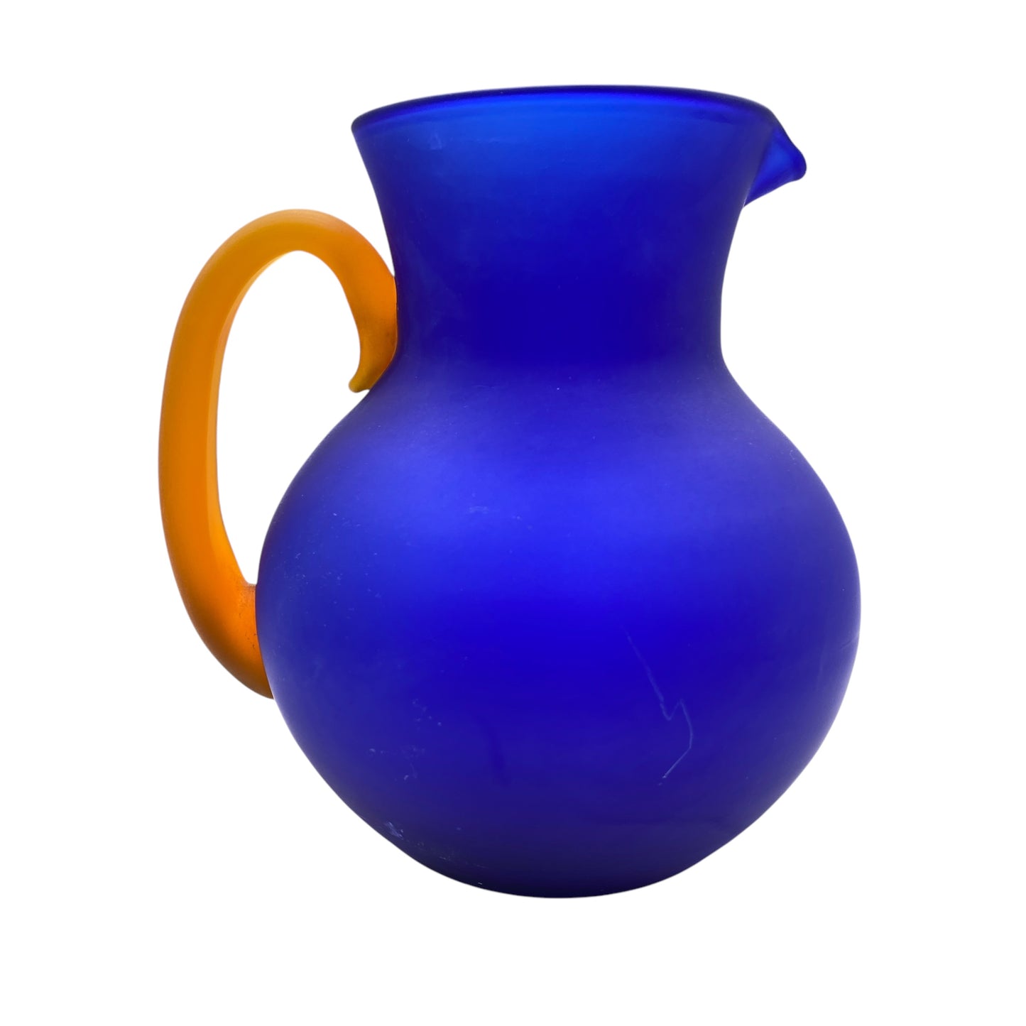 Vintage Krug Vase satiniert blau braun Satinato 70er 80er Jahre