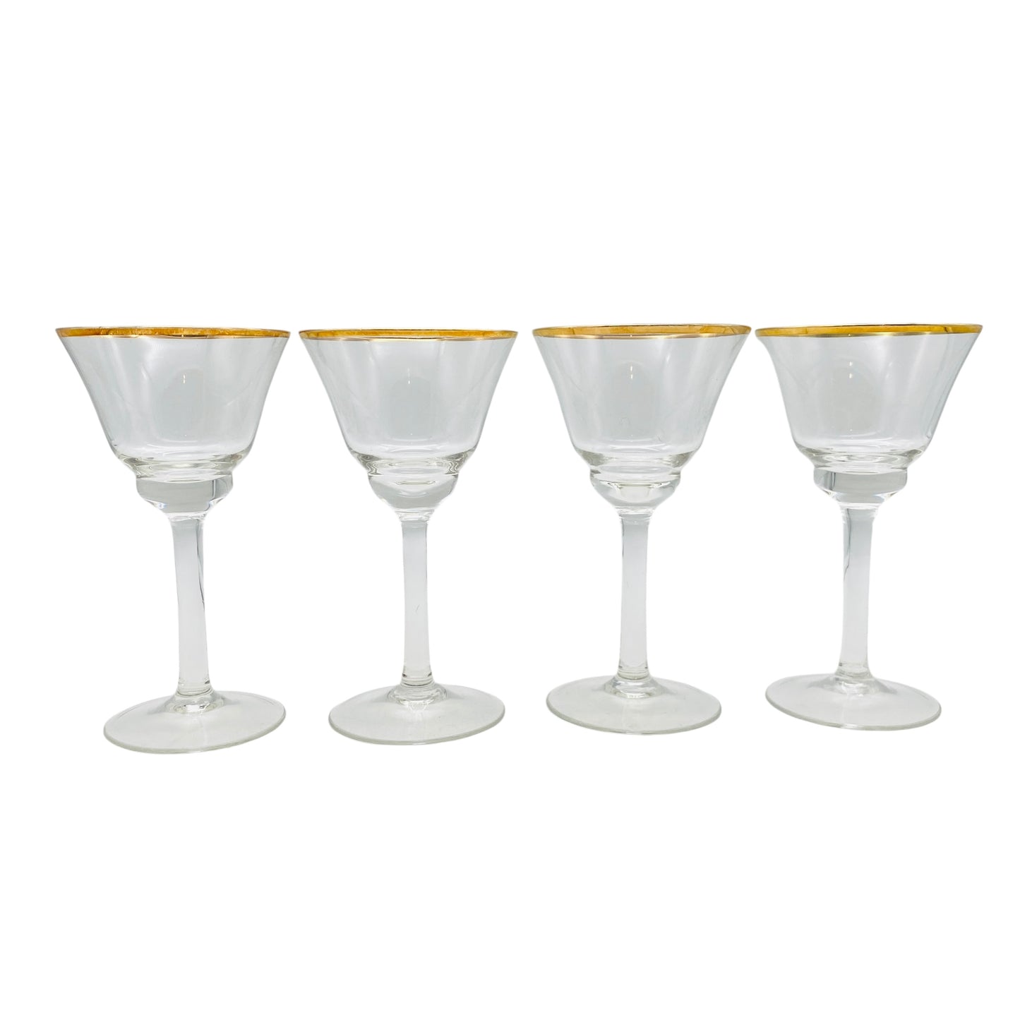 Vintage Likörgläser 4er Set Goldrand transparent Gläser Glas 60er 70er 12,2 cm