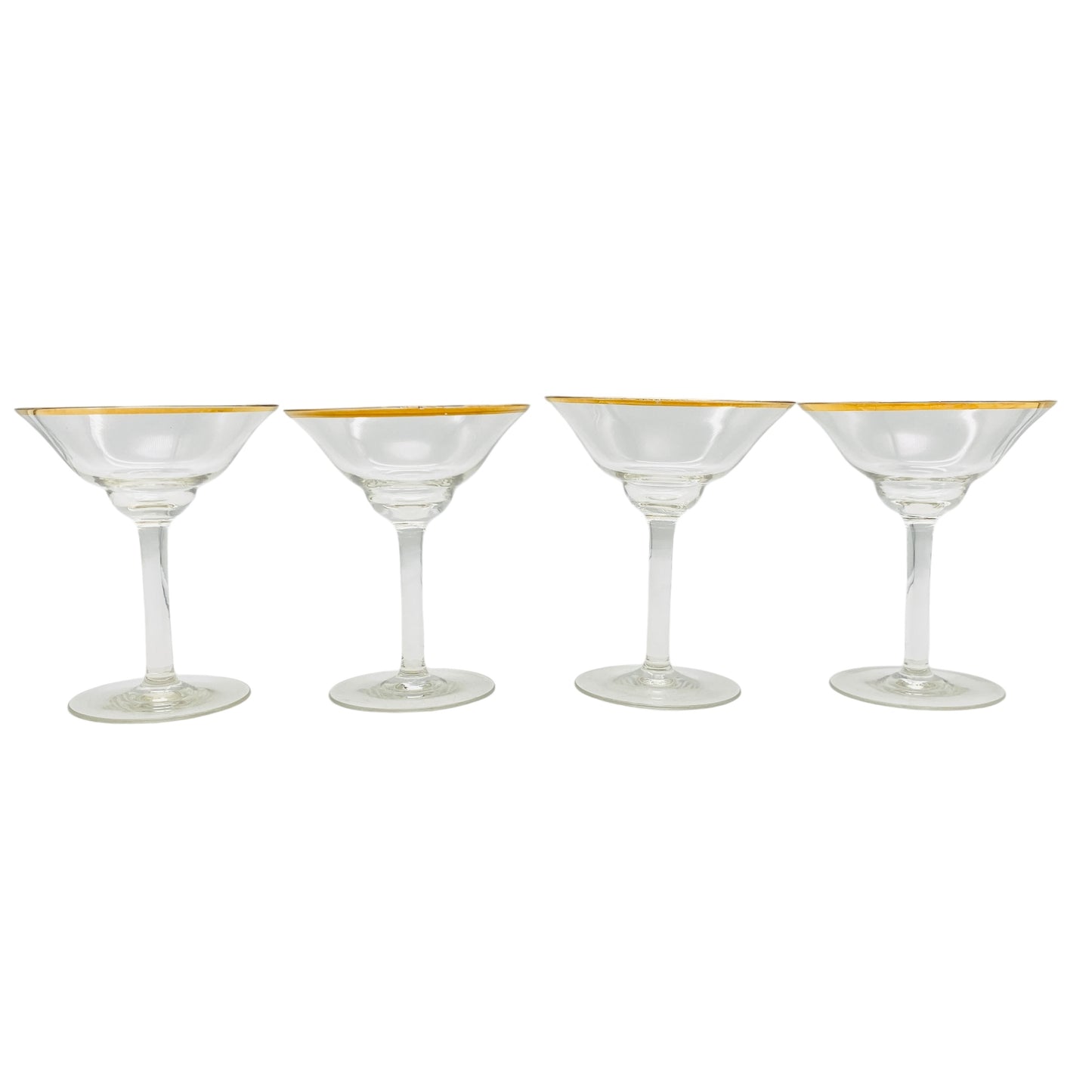 Vintage Likörgläser 4er Set Goldrand transparent Gläser Glas 60er 70er Likörschalen