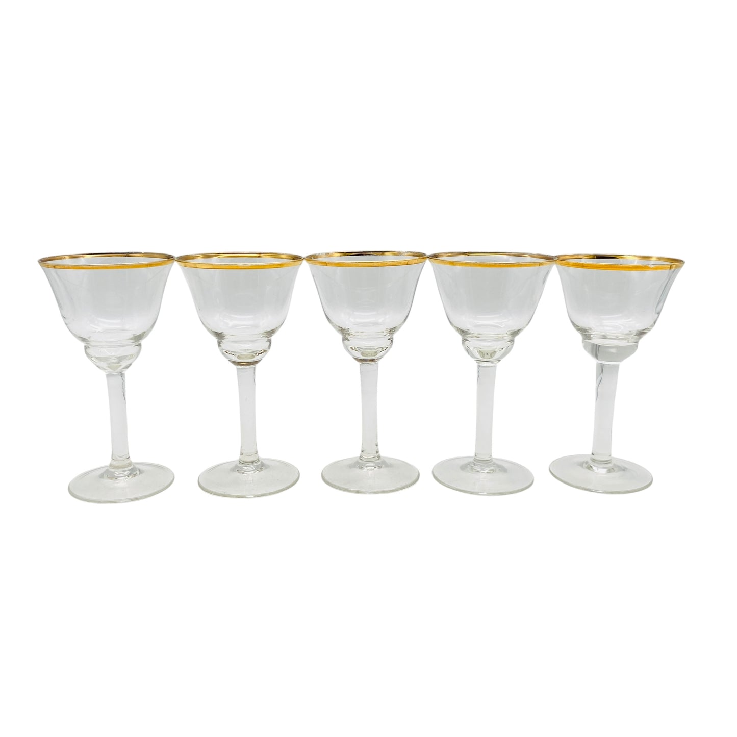 Vintage Likörgläser 5er Set Goldrand transparent Gläser Glas 60er 70er