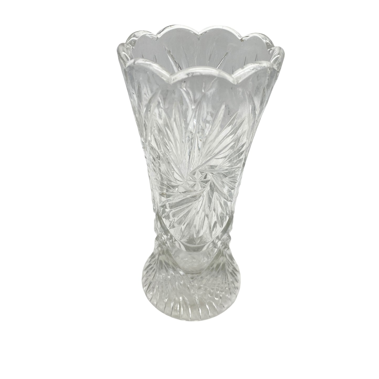 Vintage Pressglas Vase 60er 70er Jahre mit Sternen beschliffen transparent
