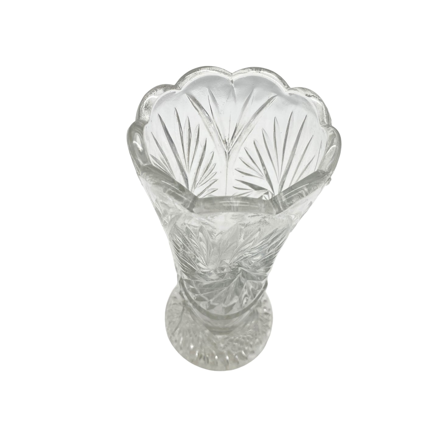 Vintage Pressglas Vase 60er 70er Jahre mit Sternen beschliffen transparent