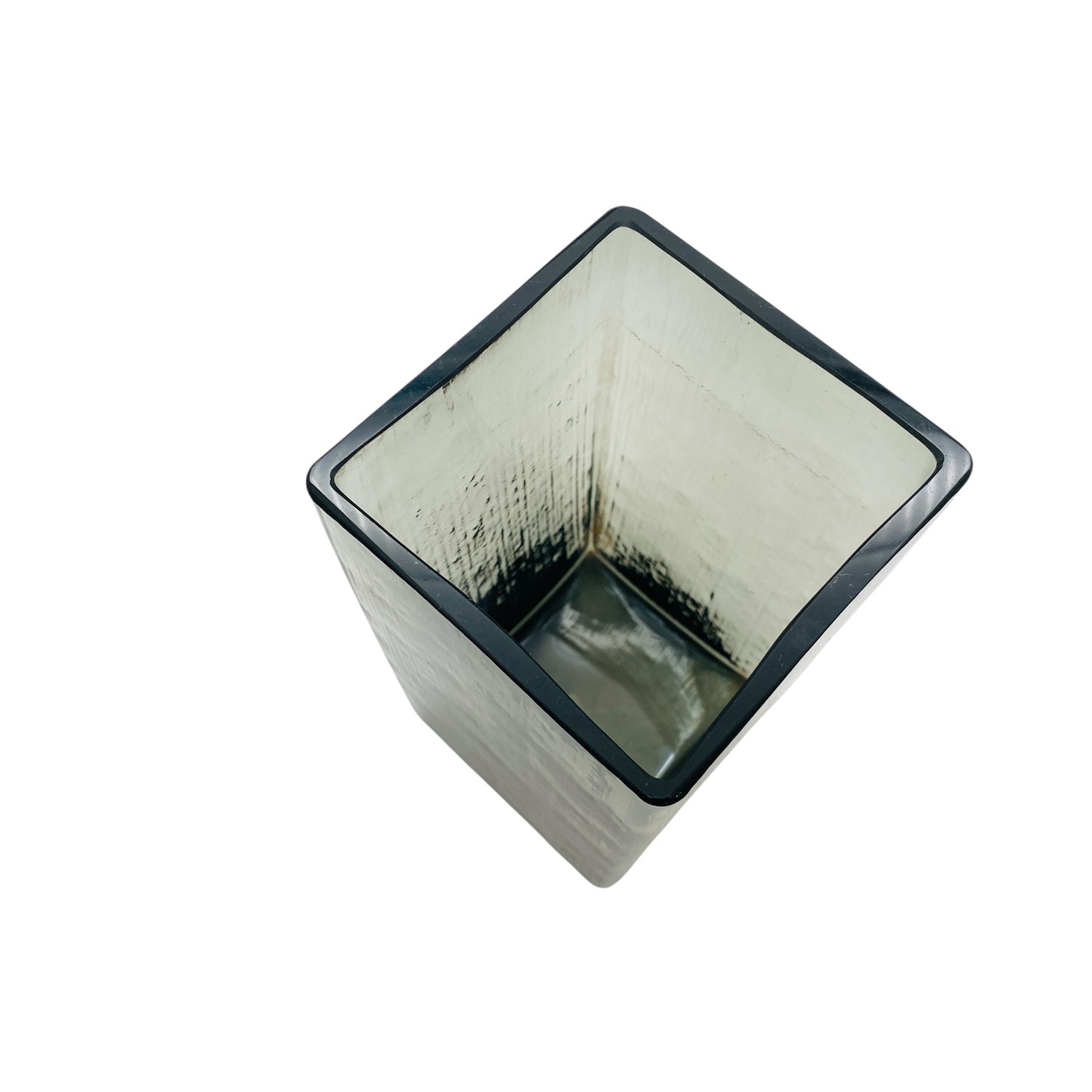 Vintage Rauchglas Vase 50er 60er Jahre Blumenvase eckig grau Glas Mid Century Lounge Dekoration