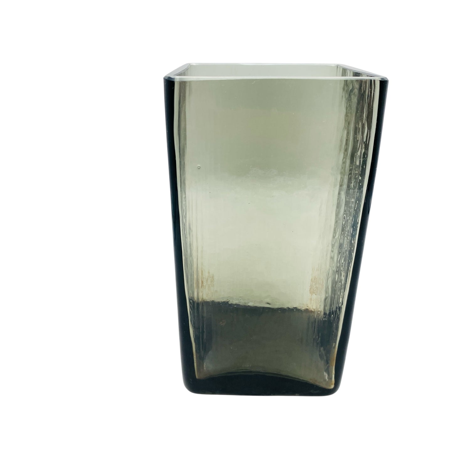 Vintage Rauchglas Vase 50er 60er Jahre Blumenvase eckig grau Glas Mid Century Lounge Dekoration