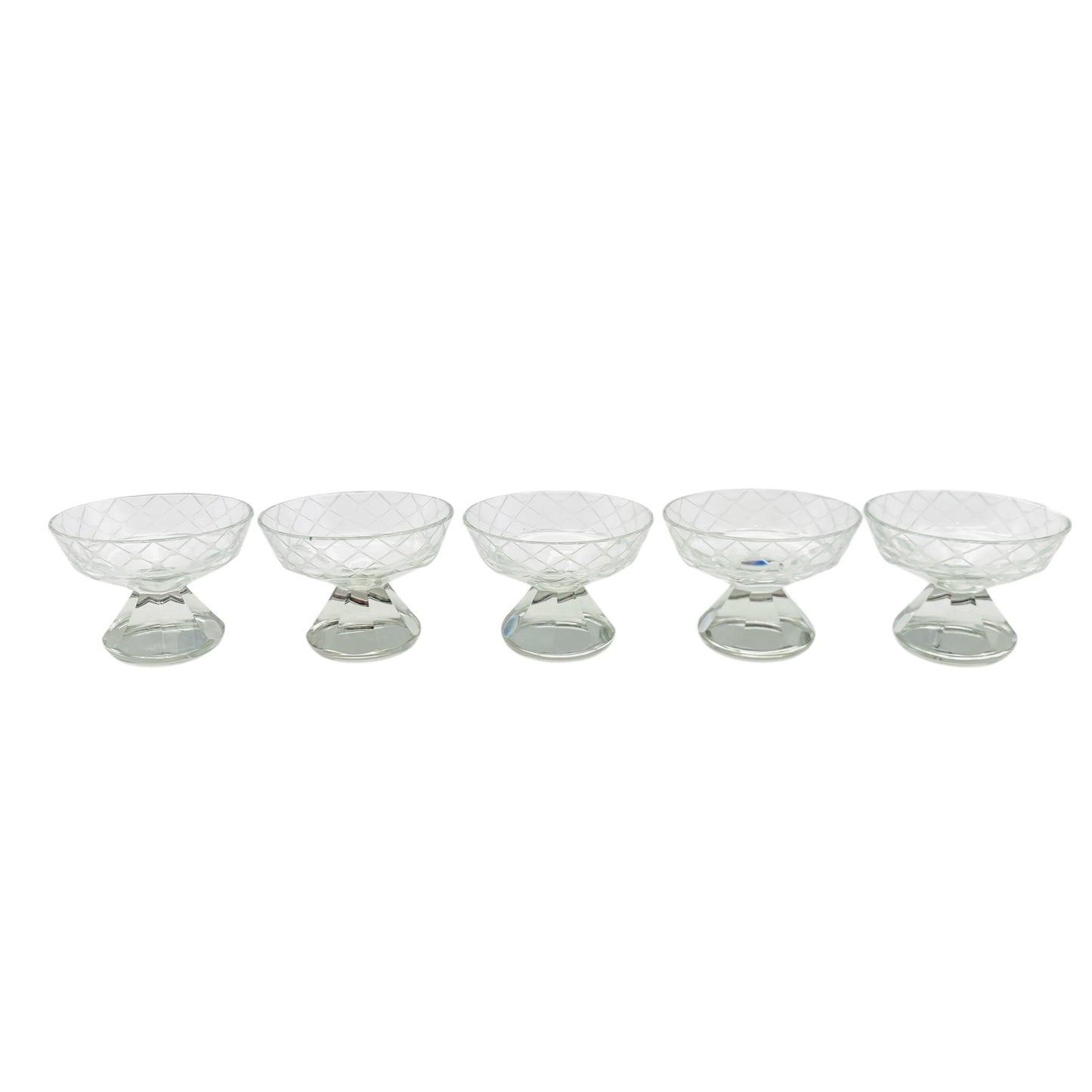 Vintage Schnapsgläser Likörschalen 5er Set beschliffen Facetten 50er 60er 70er Jahre Mid Century