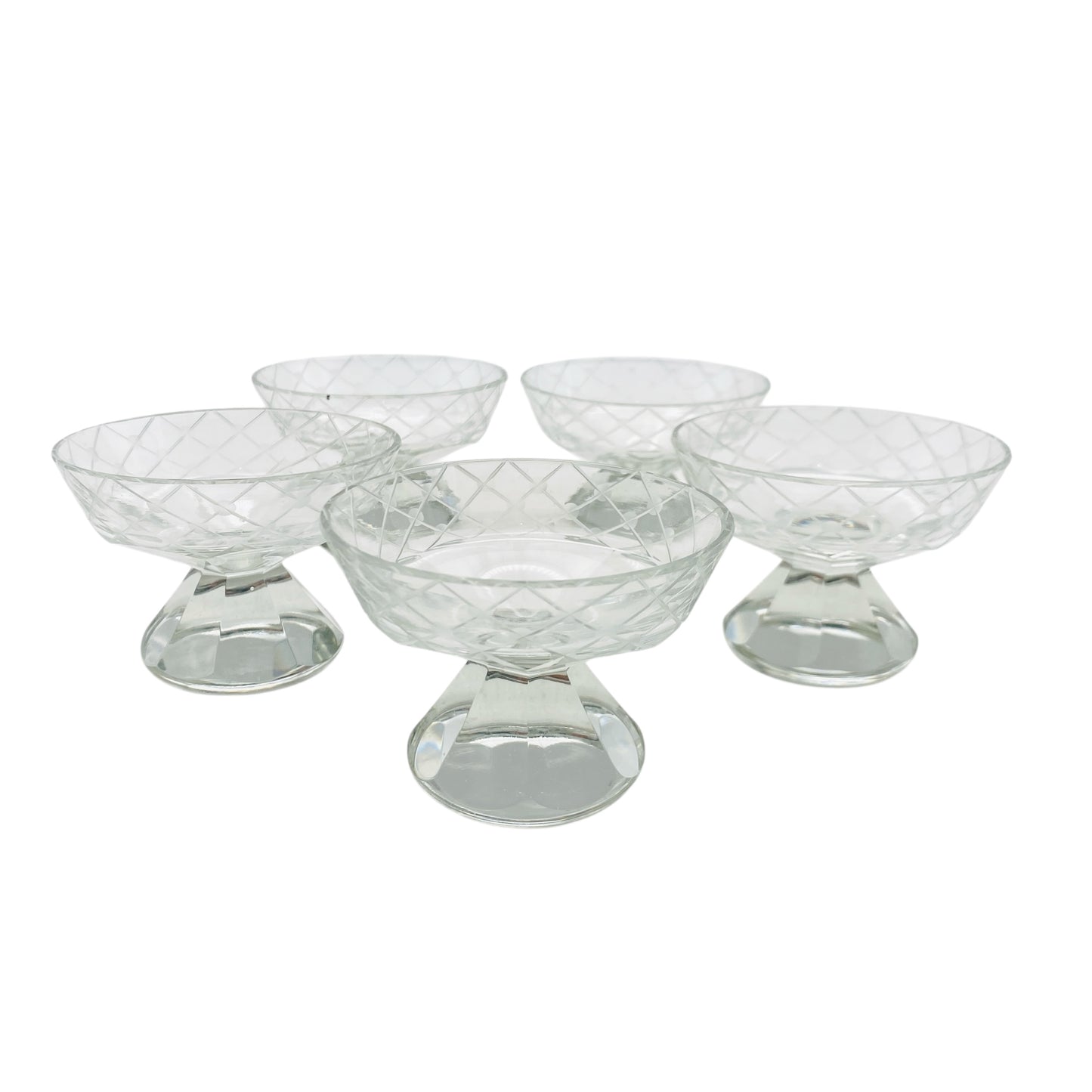 Vintage Schnapsgläser Likörschalen 5er Set beschliffen Facetten 50er 60er 70er Jahre Mid Century