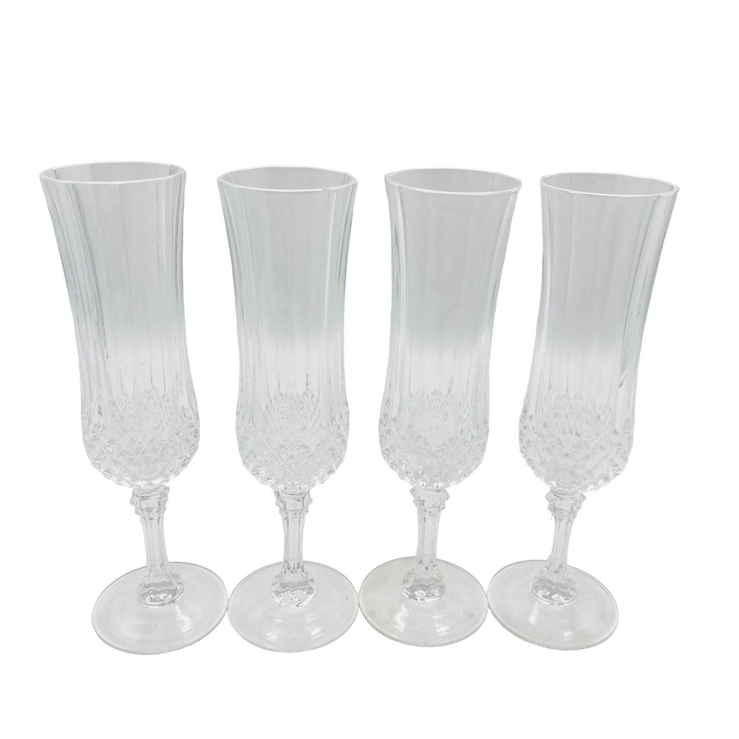 Vintage Sektgläser 4er Set Rauten Dekor 70er 80er Jahre Glas