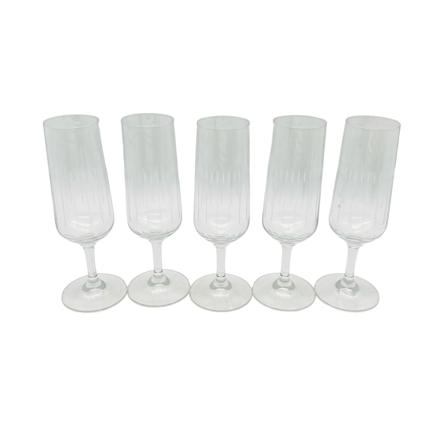 Vintage Sektgläser Rillen beschliffen 5er Set Glas Gläser 70er Jahre