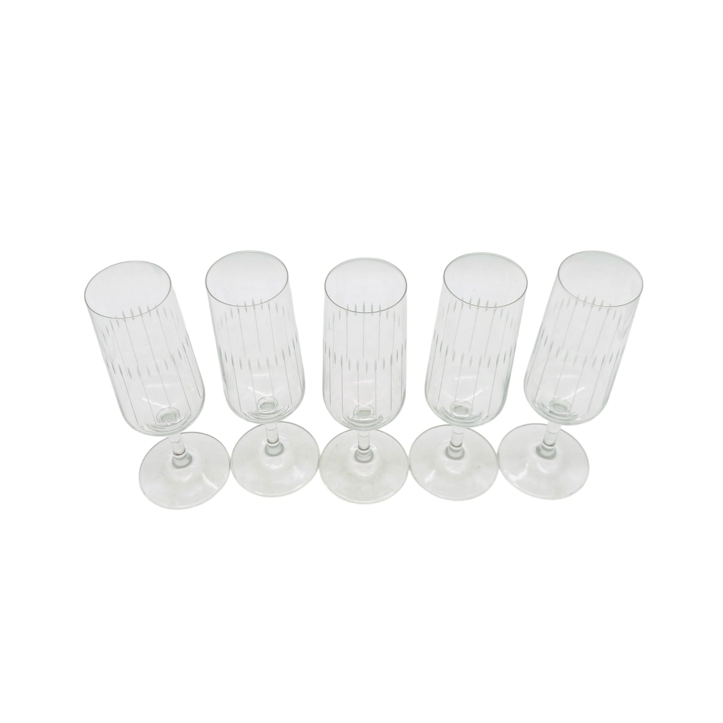 Vintage Sektgläser Rillen beschliffen 5er Set Glas Gläser 70er Jahre