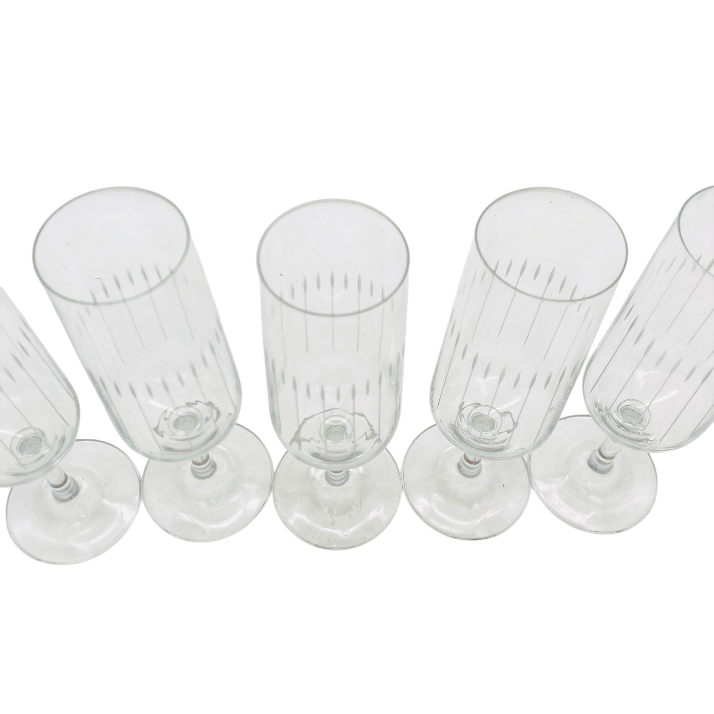 Vintage Sektgläser Rillen beschliffen 5er Set Glas Gläser 70er Jahre