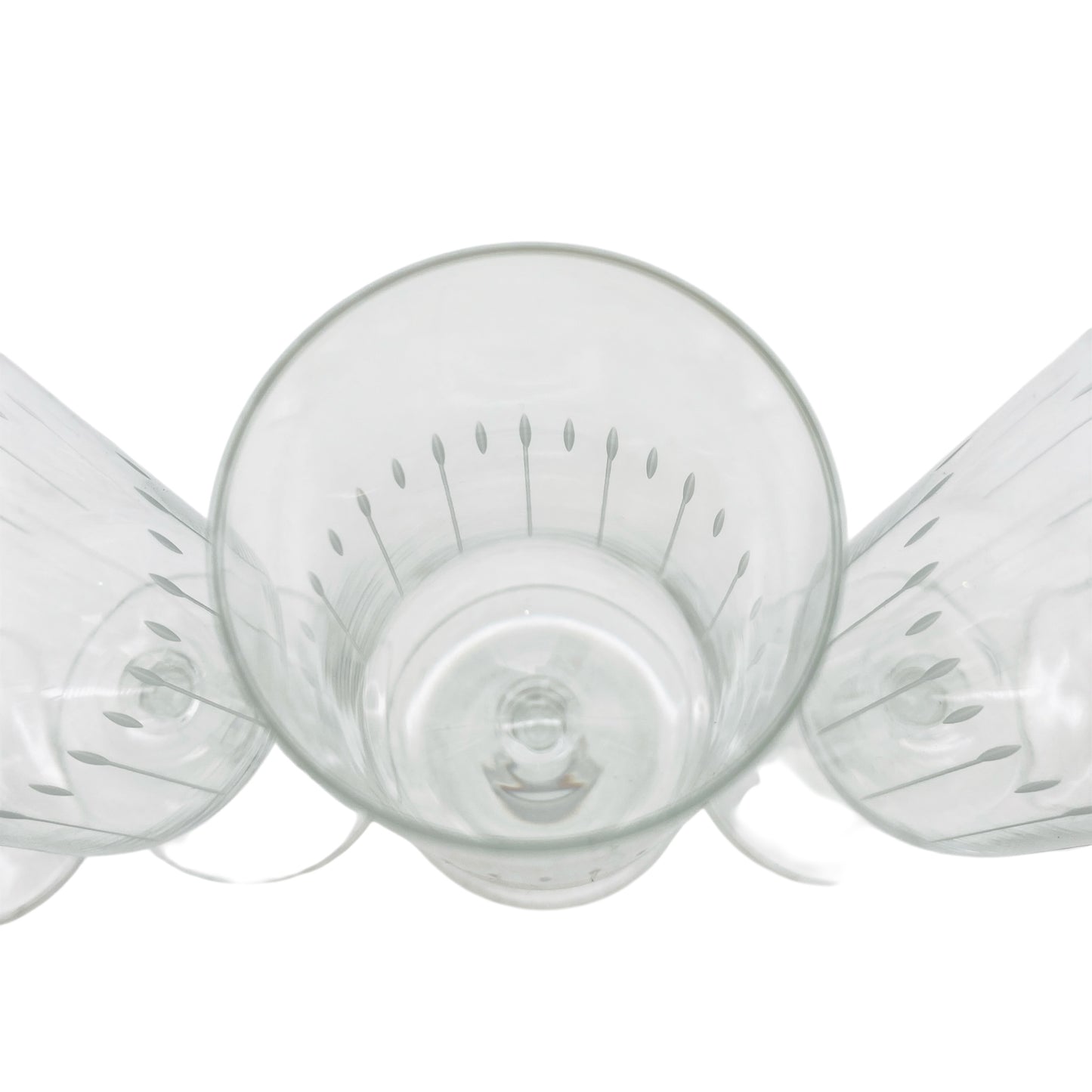 Vintage Sektgläser Rillen beschliffen 5er Set Glas Gläser 70er Jahre
