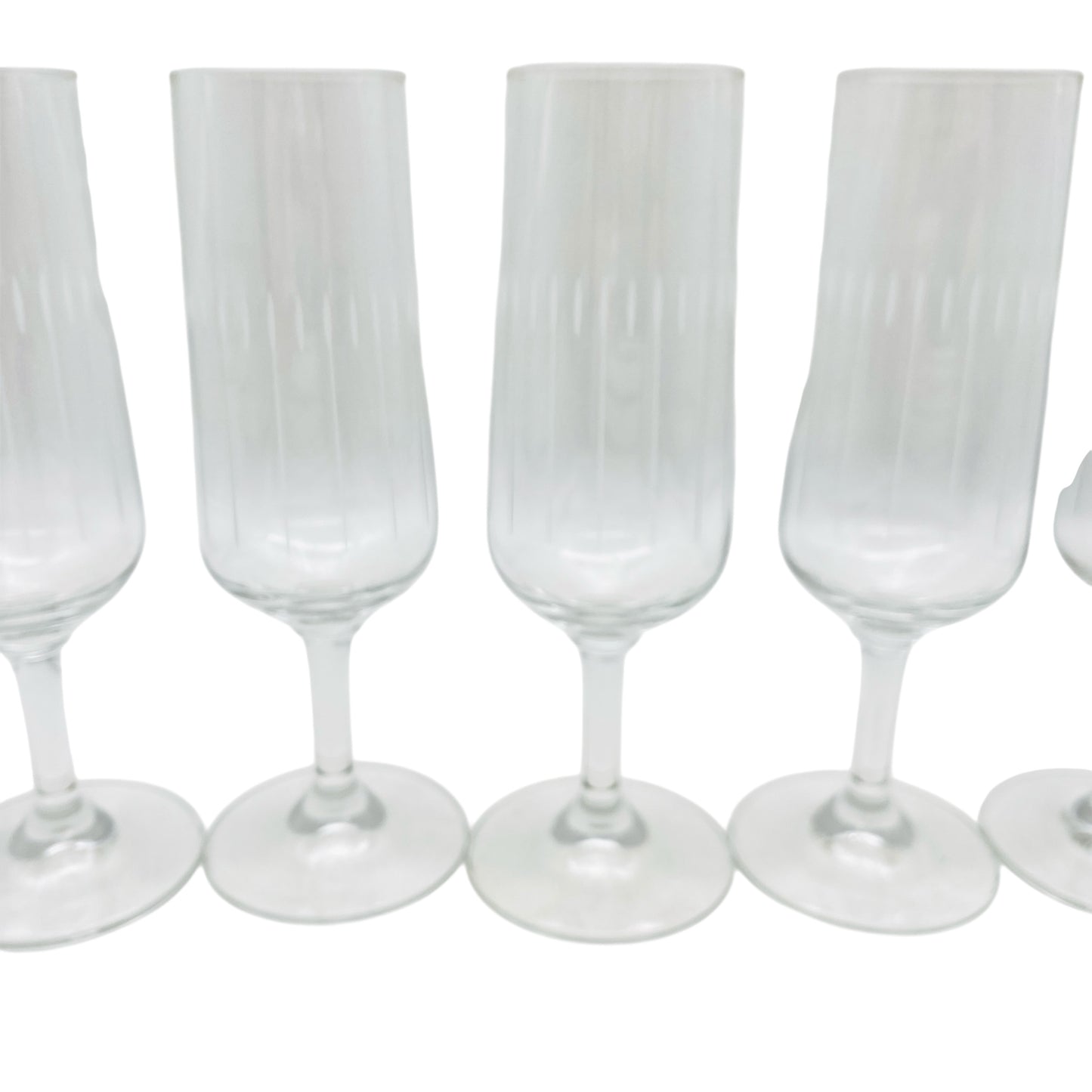 Vintage Sektgläser Rillen beschliffen 5er Set Glas Gläser 70er Jahre