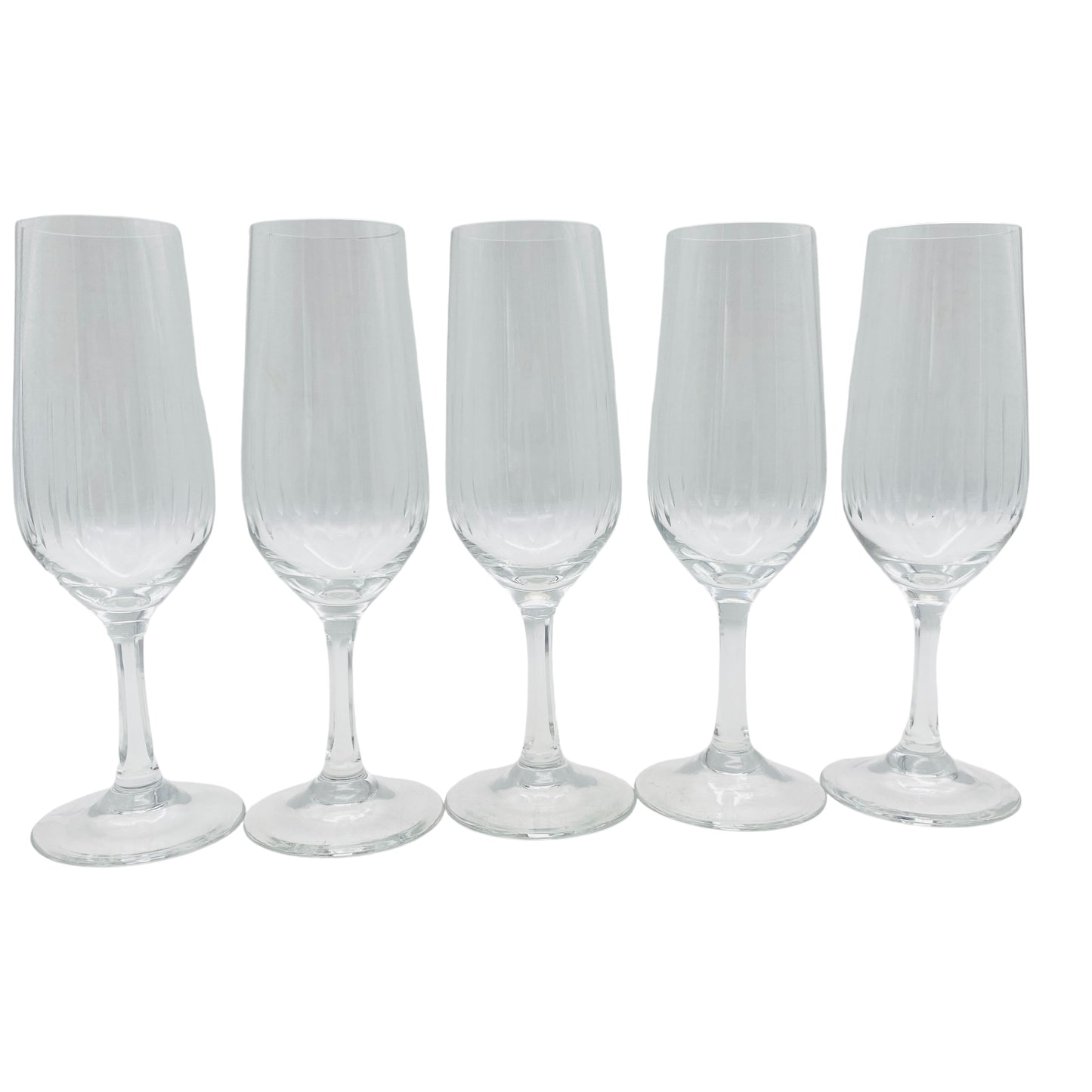 Vintage Sektgläser beschliffen facettierter Stiel 60er 70er Jahre 5er Set