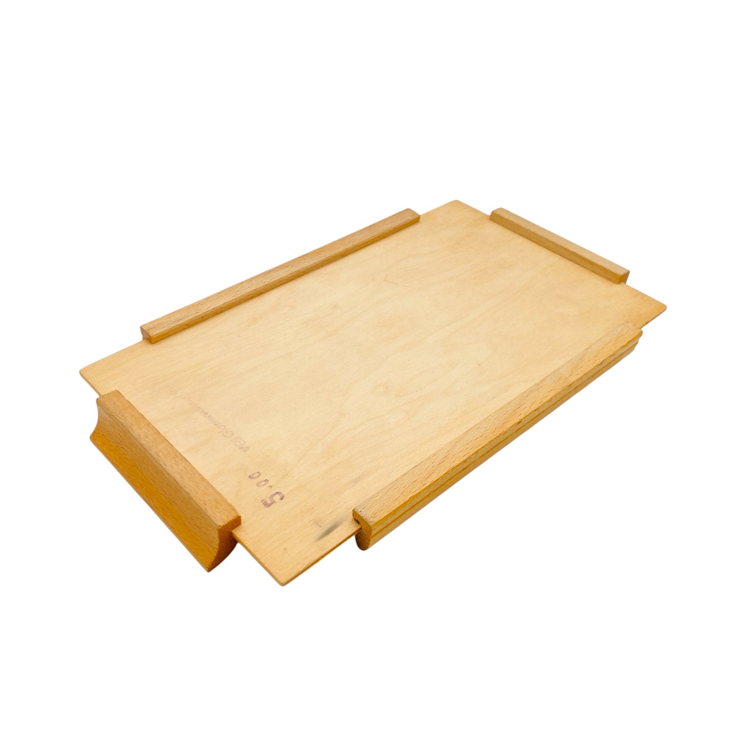 Vintage Tablett Spiegel Holz Glas L 25,4 cm Hausbar 1960er 1970er Jahre