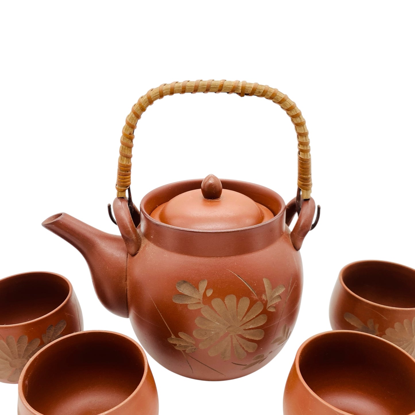 Vintage Teeservice Tonkeramik braun Teekanne mit Teetassen Schalen Keramik 60er 70er
