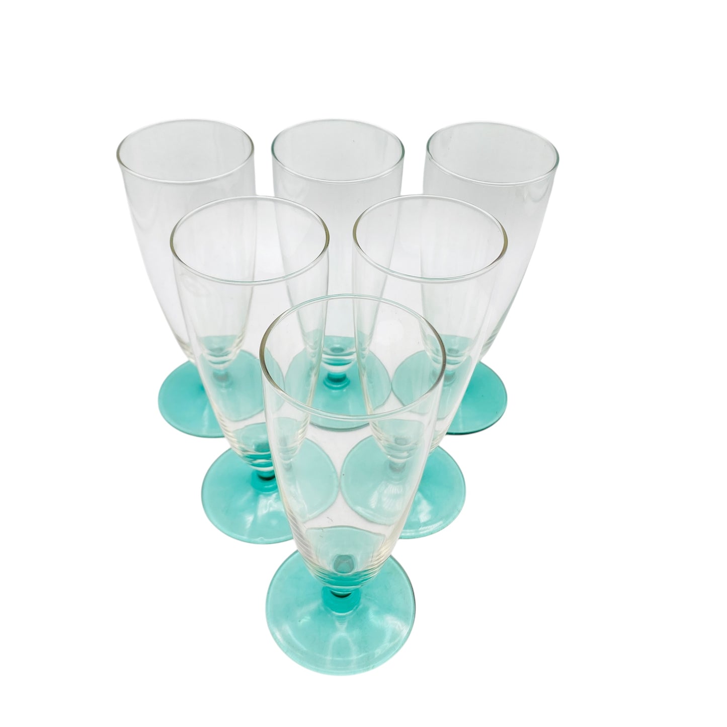 Vintage Trinkgläser Sektgläser Cocktailgläser 6er Set türkis blau Glas