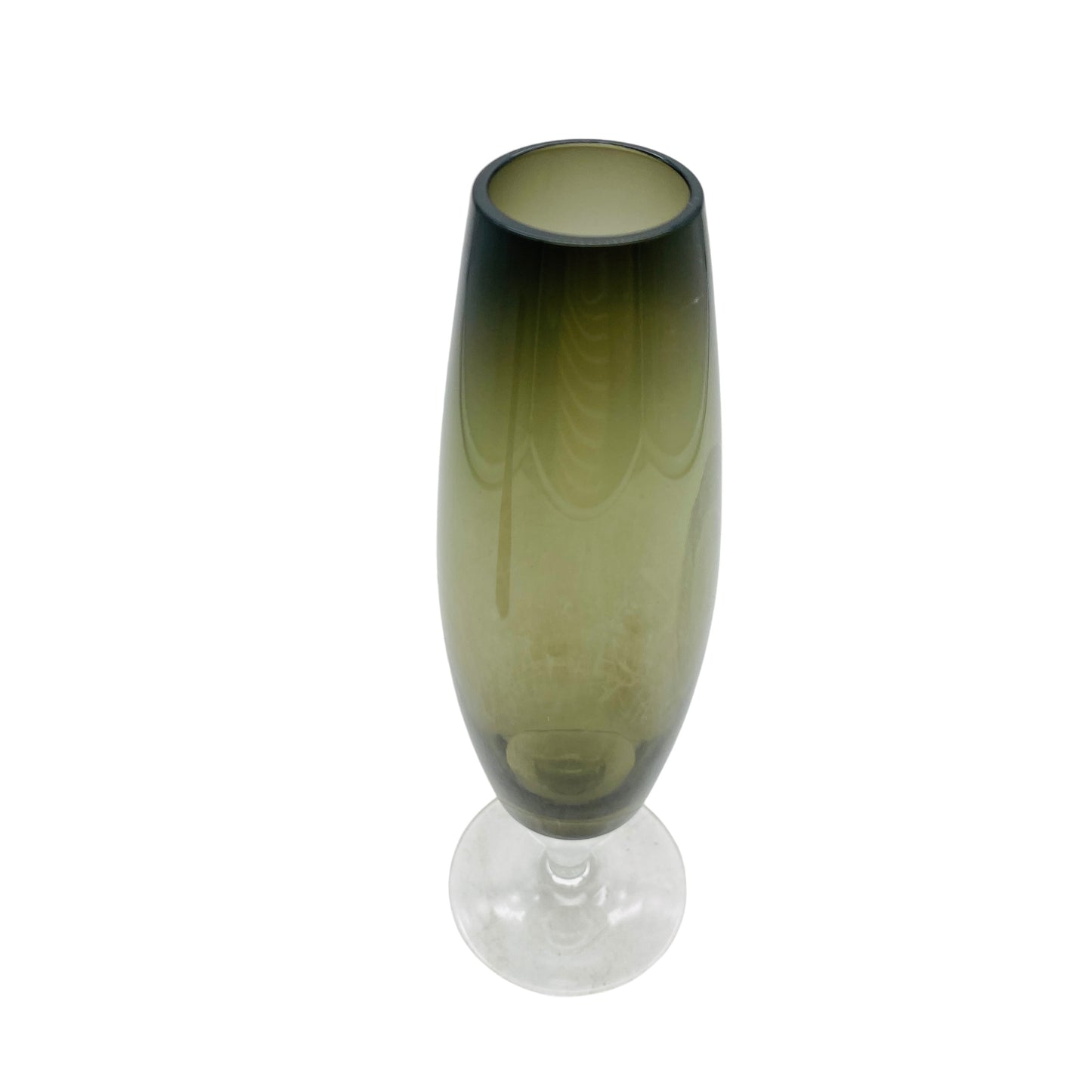 Vintage Vase 60er 70er Rauchglas grau Stengelvase Glas Dekoration