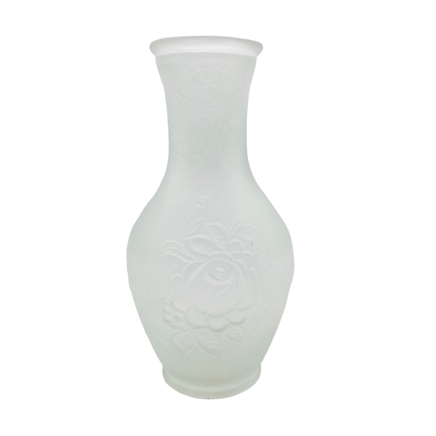 Vintage Vase aus Italien satiniert Rosen 70er 80er Jahre Glasvase