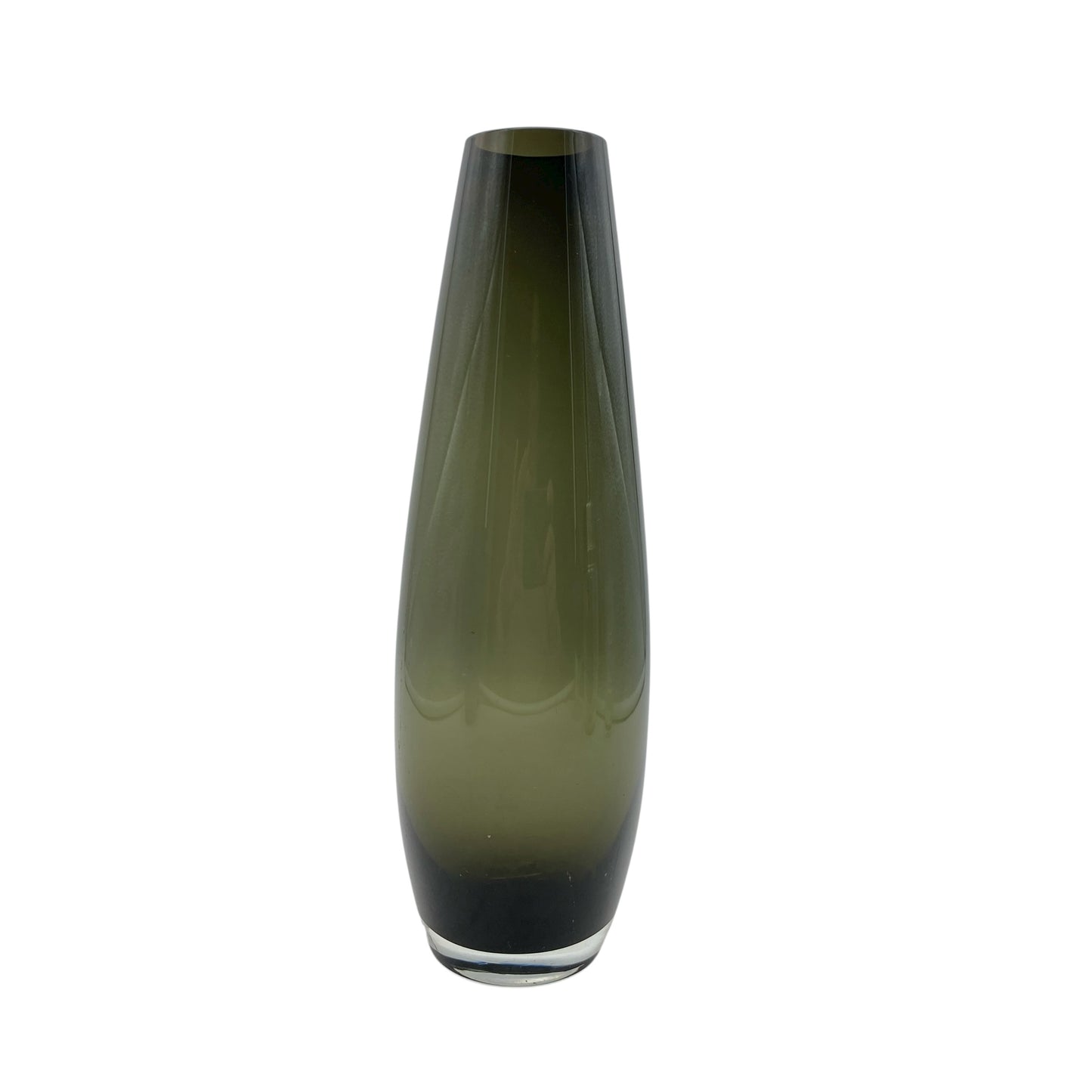Vintage Vase aus grauem Glas H 25 cm Rauchglas 60er 70er Jahre Dekoration aus Glas