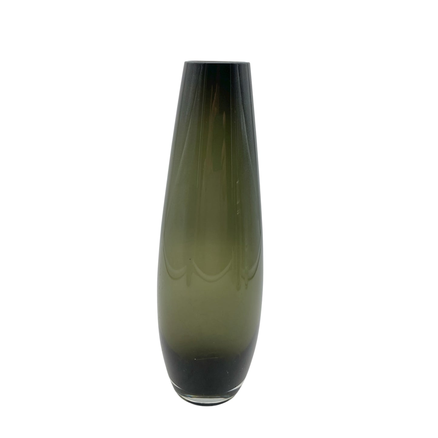 Vintage Vase aus grauem Glas H 25 cm Rauchglas 60er 70er Jahre Dekoration aus Glas