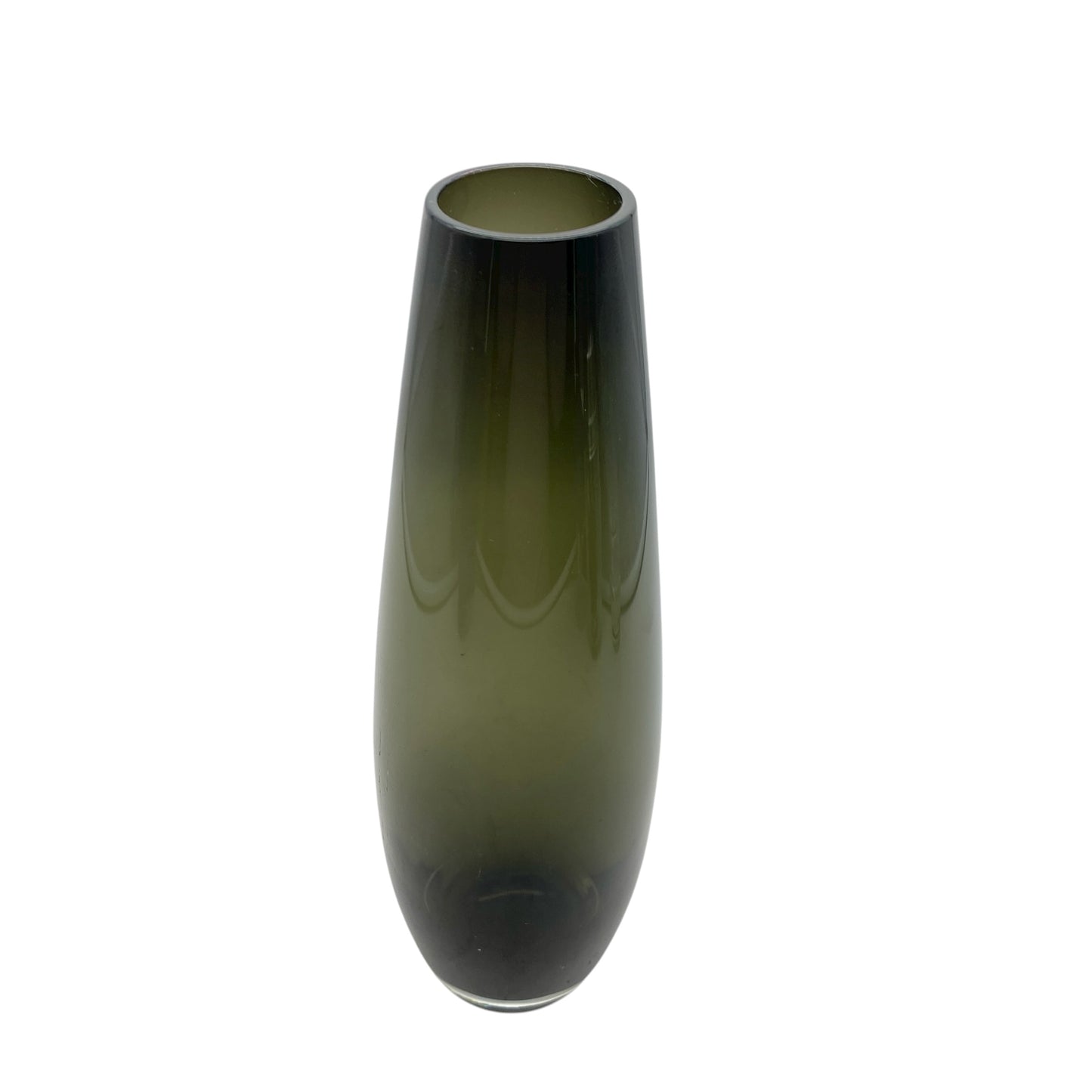 Vintage Vase aus grauem Glas H 25 cm Rauchglas 60er 70er Jahre Dekoration aus Glas