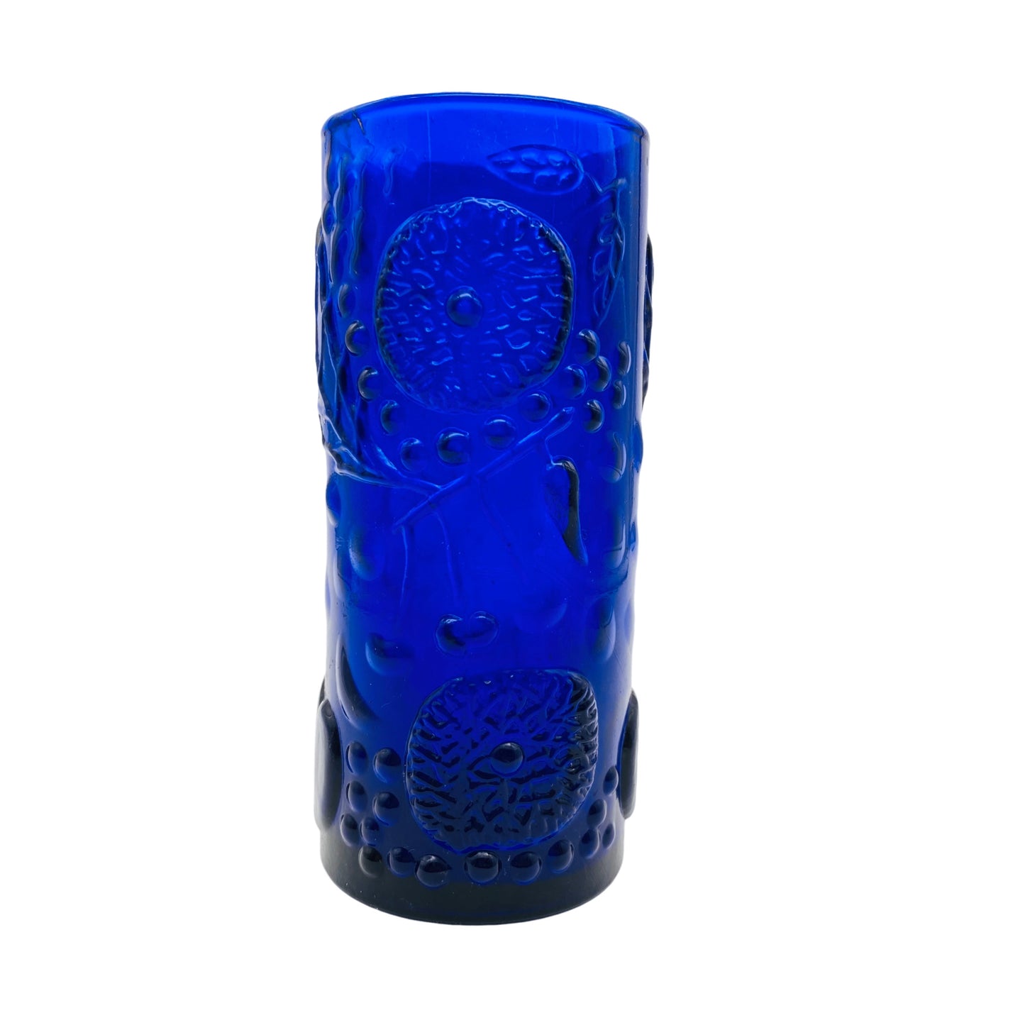 Vintage Vase blau Glas 60er 70er Mid Century Pressglas