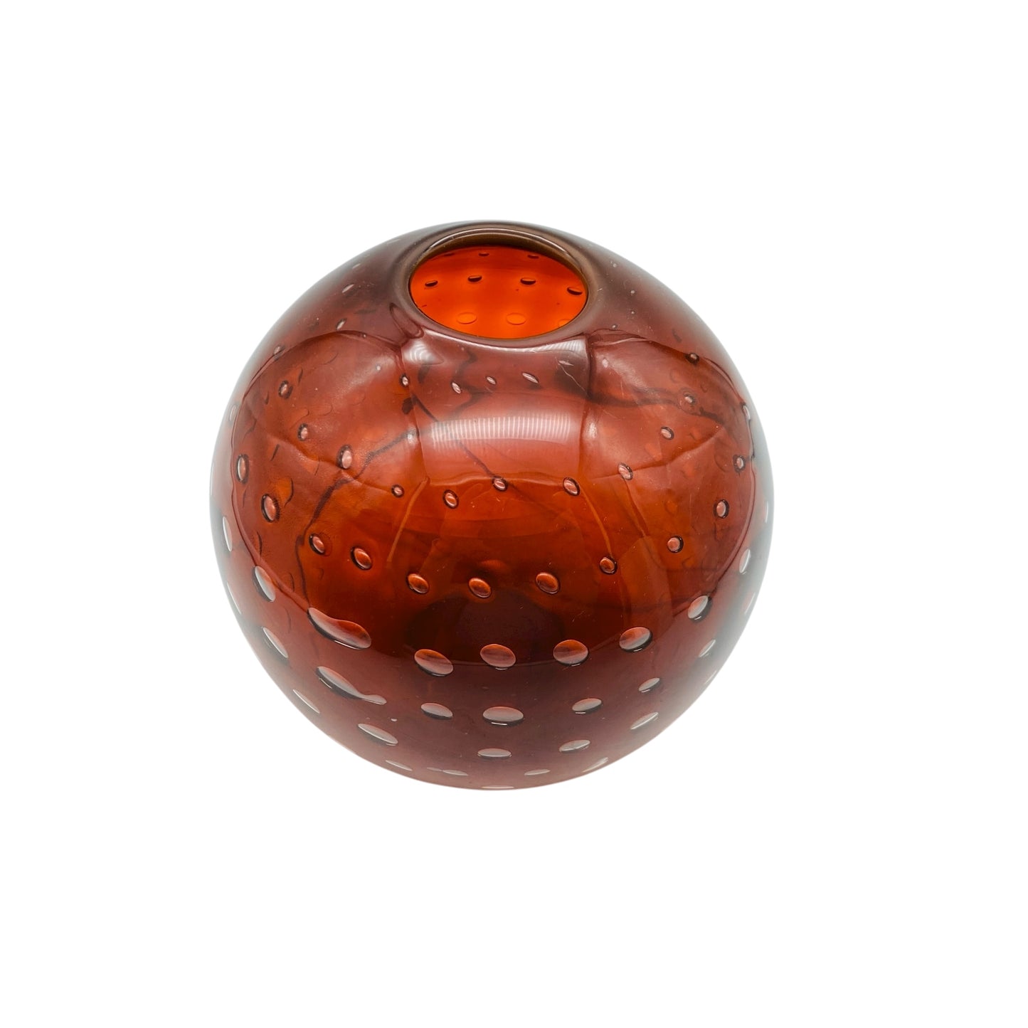 Vintage Vase braun Luftblasen Kugelvase 60er 70er Jahre Dekoration Lufteinschlüsse