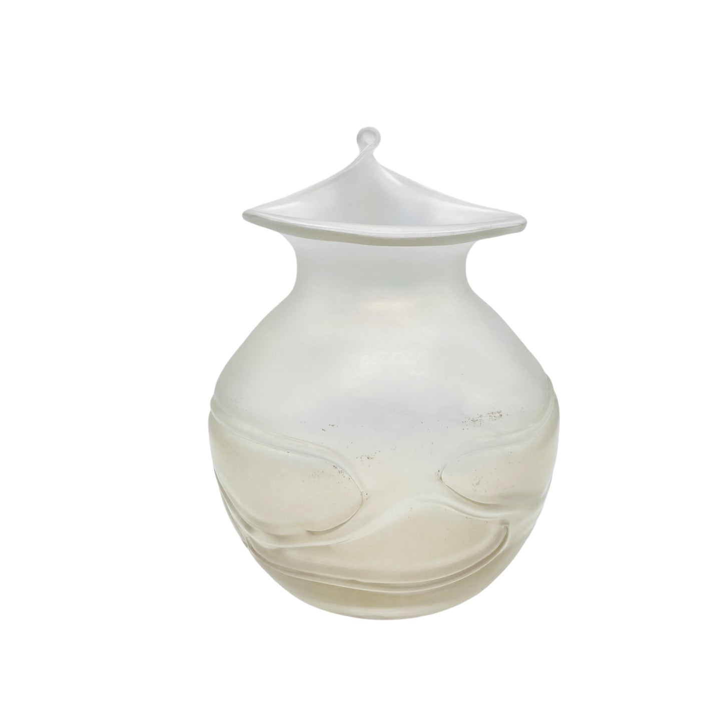 Vintage Vase creme beige irisierend Glas 70er 80er organisches Dekor