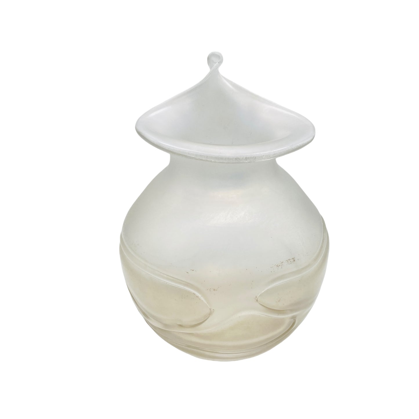 Vintage Vase creme beige irisierend Glas 70er 80er organisches Dekor