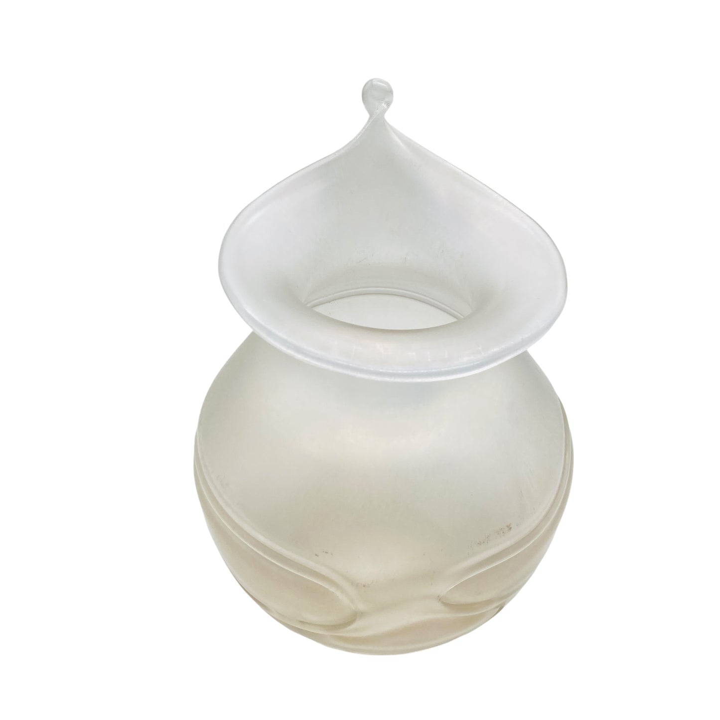 Vintage Vase creme beige irisierend Glas 70er 80er organisches Dekor