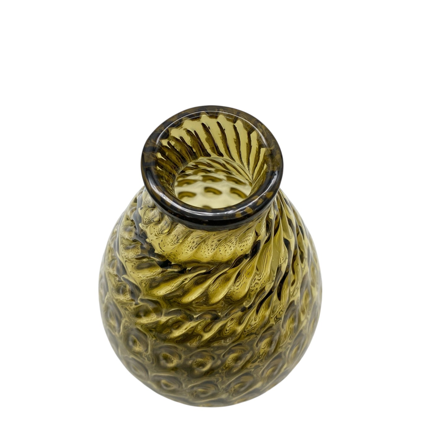 Vintage Vase gelb Bernstein Glas 60er 70er Jahre gedrehtes Dekor schwer