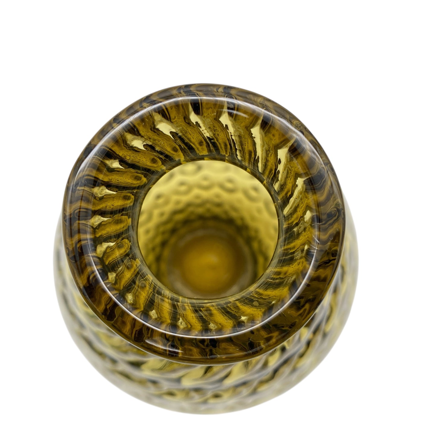 Vintage Vase gelb Bernstein Glas 60er 70er Jahre gedrehtes Dekor schwer