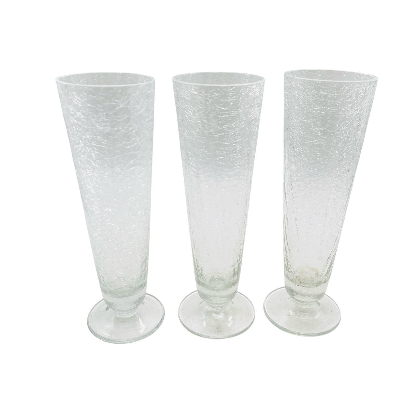 Vintage Vasen Set Craquele Glas Eisglas 60er 70er Jahare Cocktailgläser Mid Century Bar